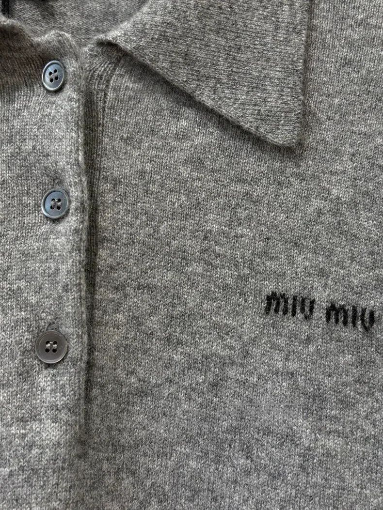 Miu Miu Miu Miu 38 Grey cashmere knitted polo shirt Size M / US 6-8 / IT 42-44 - 3 Thumbnail