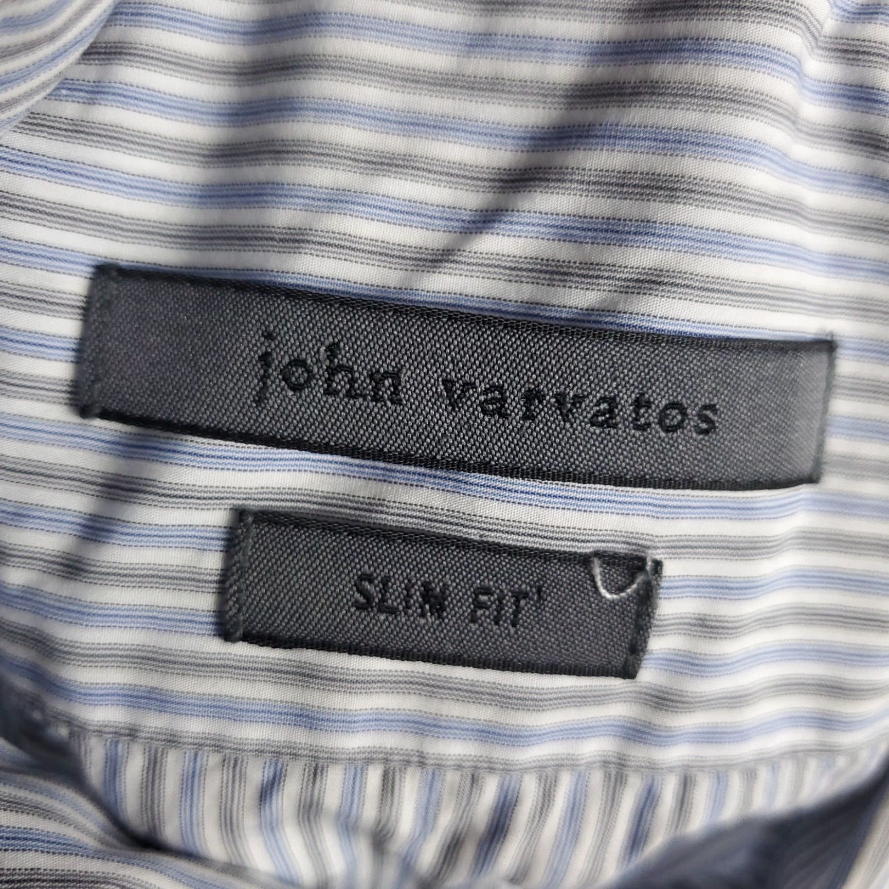 John Varvatos VINTAGE John Varvatos Shirt Mens Size 15.5 Gray Blue Striped Dress Button Up Long Sleeve Clothing Men’s 15.5 Blue Modern Classic Mens Size 40R - 7 Thumbnail