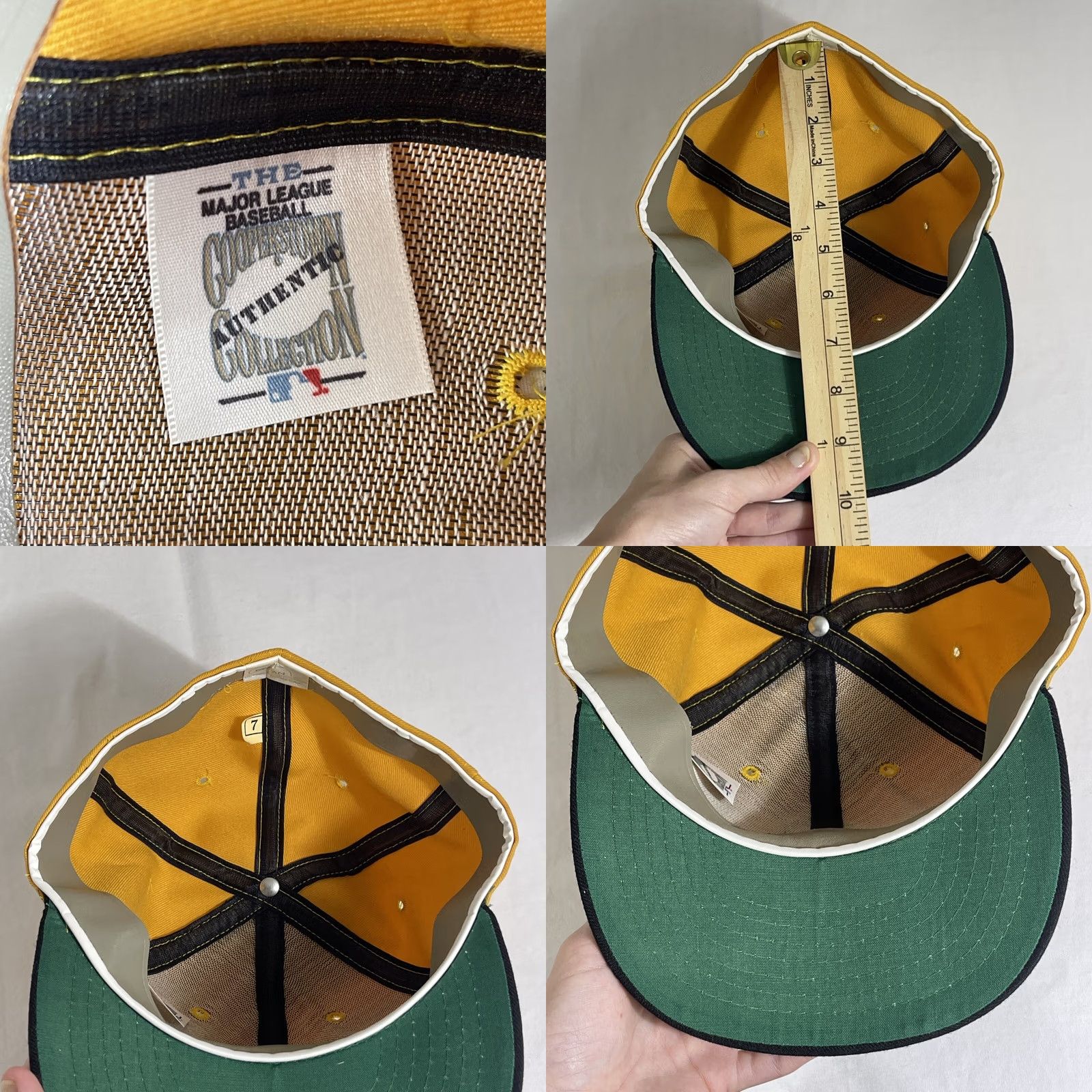 Vintage VINTAGE Pittsburgh Pirates Fitted Hat Sz 7 Roman Cooperstown Collection 80s MLB Shirt Adults 7 Yellow Polyester MIX Snapback Mens Size ONE SIZE - 9 Thumbnail