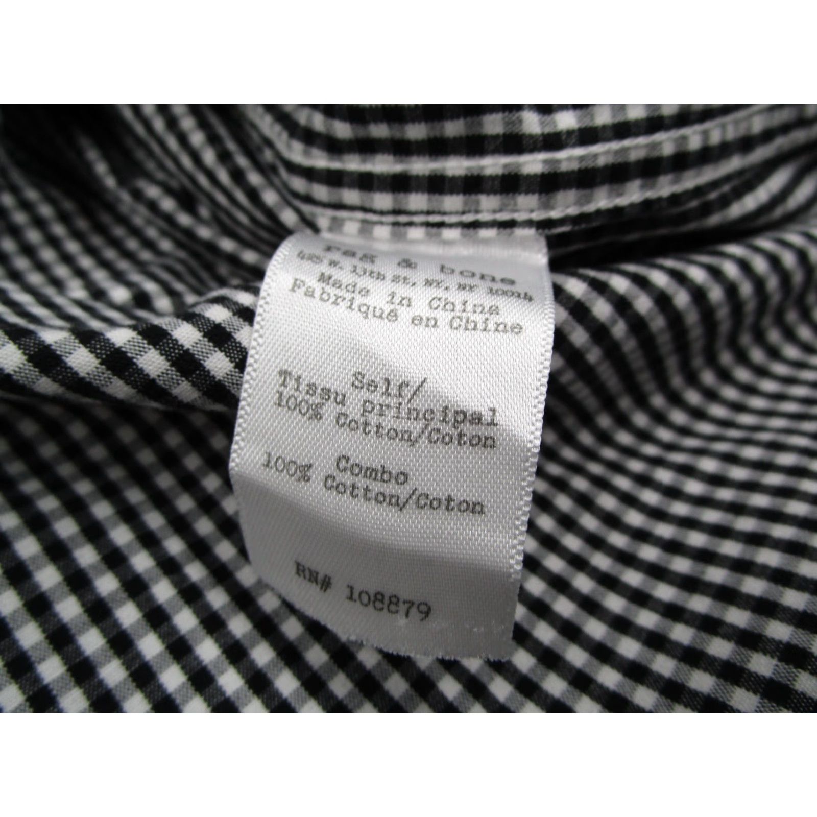 Rag & Bone rag & bone Button-Up Shirt Mens Large Slim Fit Black Check Long Sleeve Machine Washable Size US L / EU 52-54 / 3 - 5 Thumbnail
