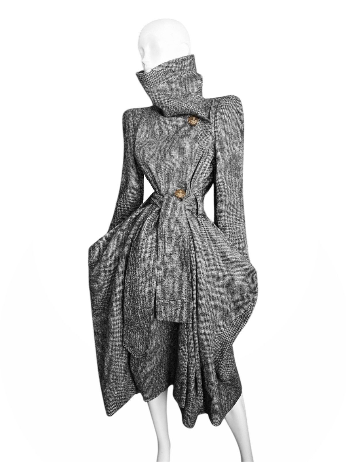 Vivienne Westwood Runway Vivienne Westwood Black Wool Asymmetry Maxi Coat Size S / US 4 / IT 40 - 1 Thumbnail
