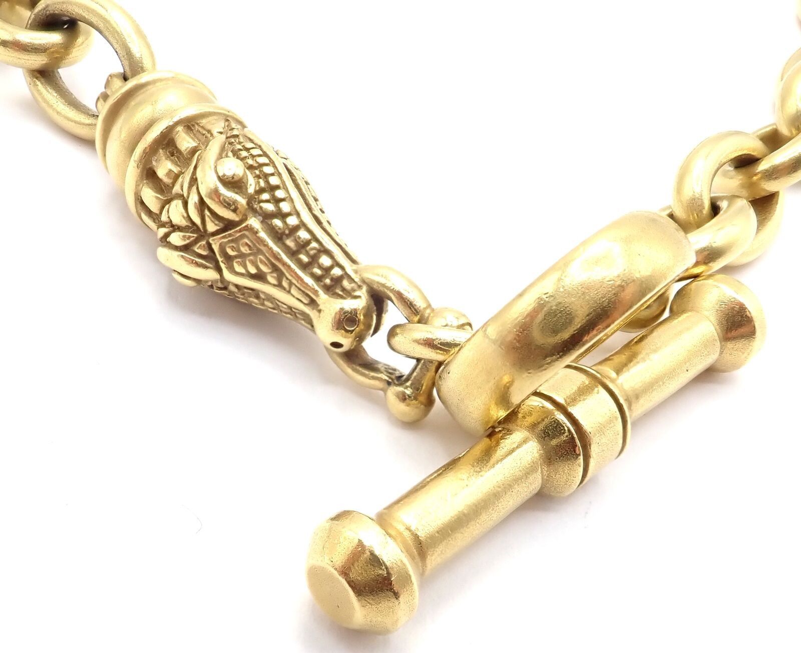 Kieselstein Cord Yellow Gold Alligator Head Toggle Necklace
