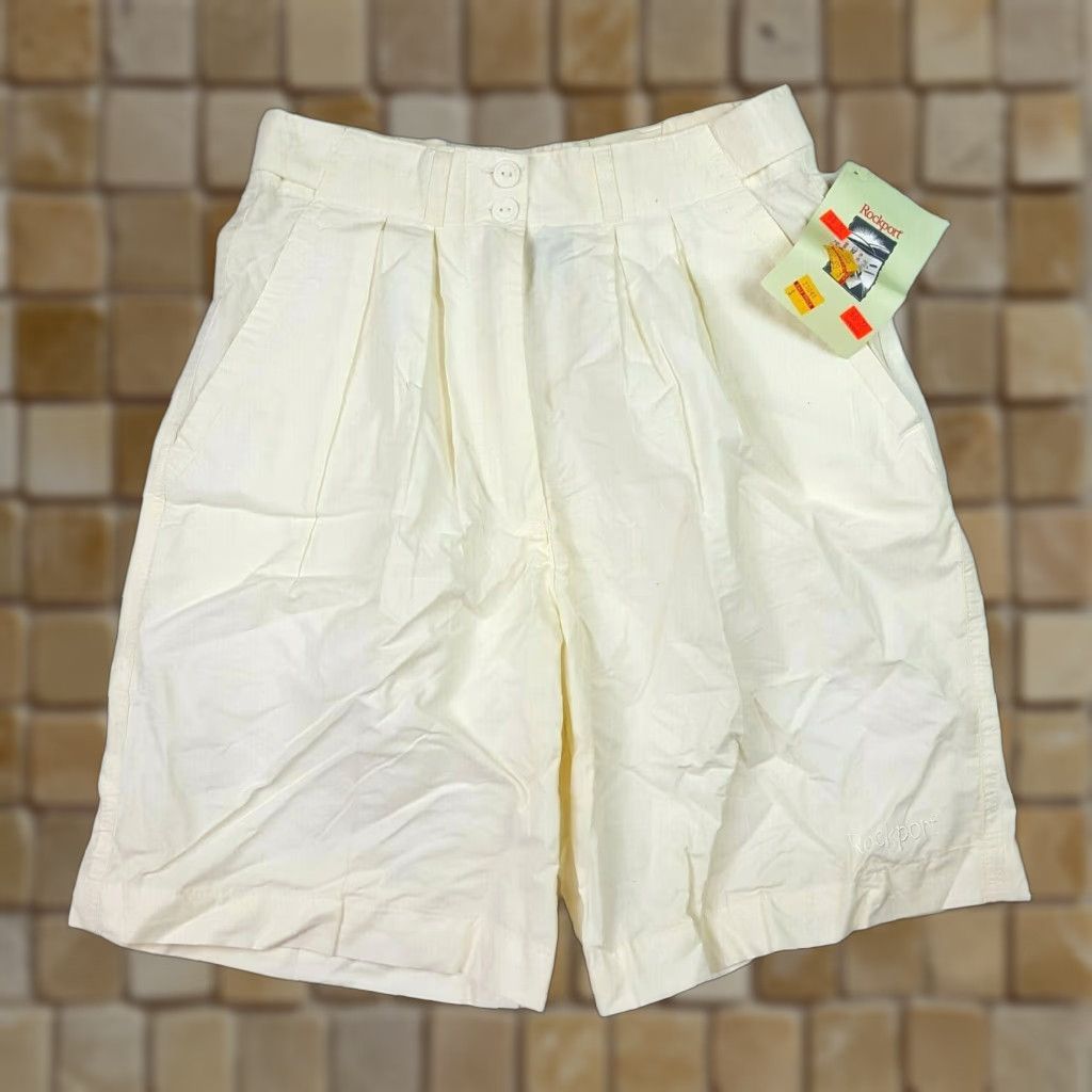 Rockport VTG Rockport Womens Size Small Cream Pleated Golf Chino Retro Outdoor Shorts Size 26" / US 2 / IT 38 - 1 Thumbnail