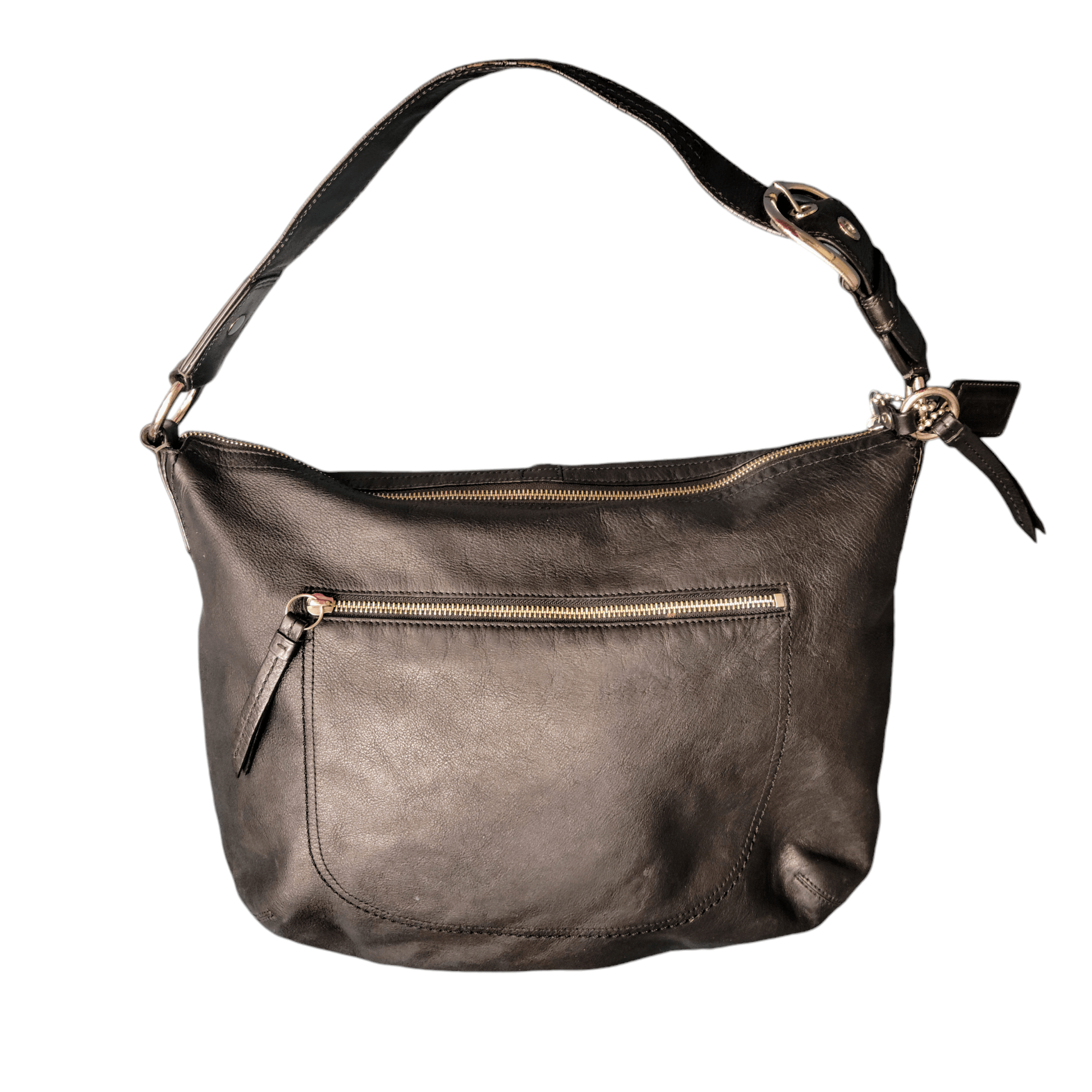 Coach Coach Black Leather Large Hobo Silver Buckle Shoulder Bag Size ONE SIZE - 3 Thumbnail