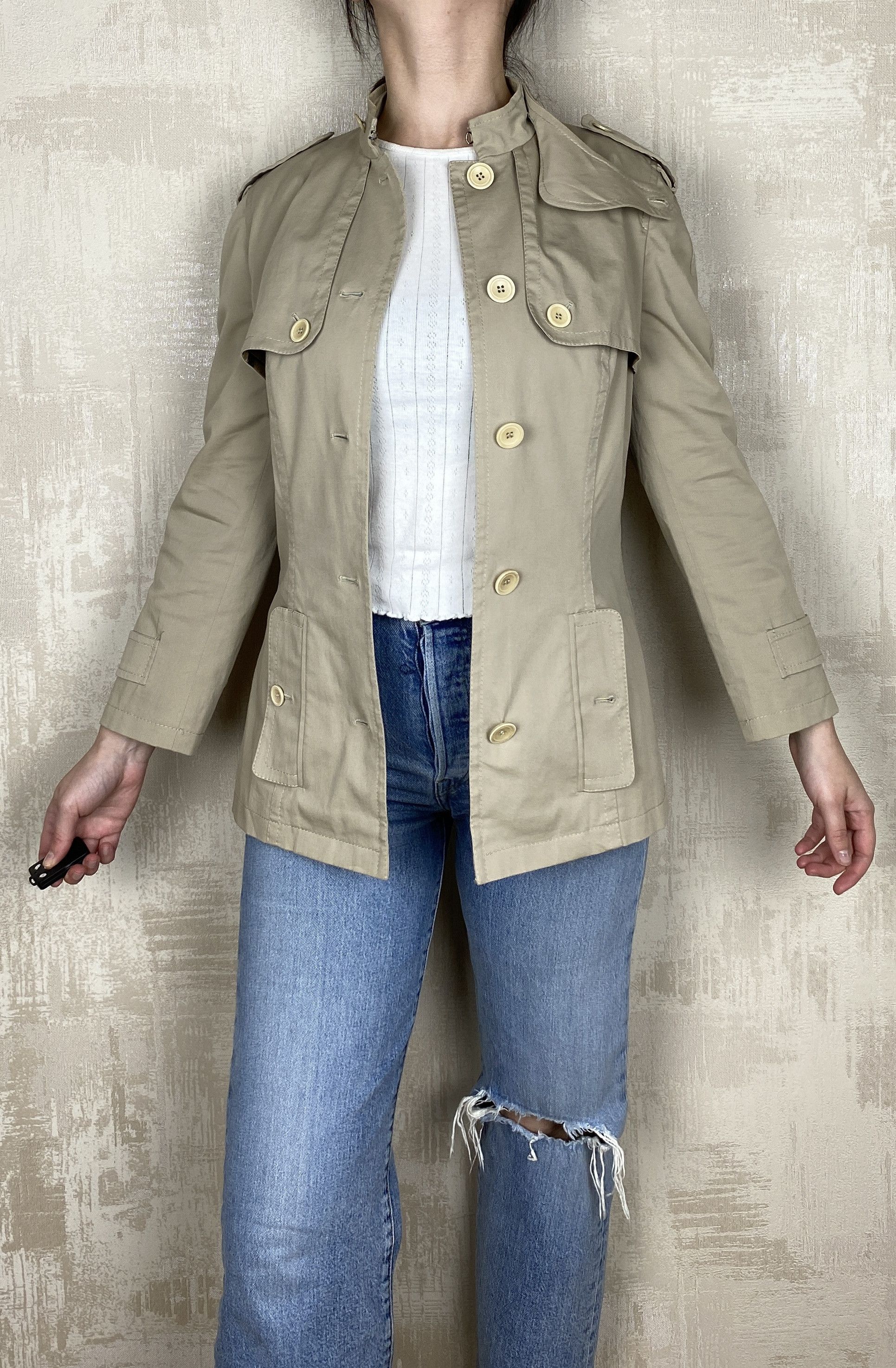 Designer × Dolce & Gabbana Dolce&Gabbana Cropped Trench Coat Leopard Lining Jacket Size XS / US 0-2 / IT 36-38 - 3 Thumbnail