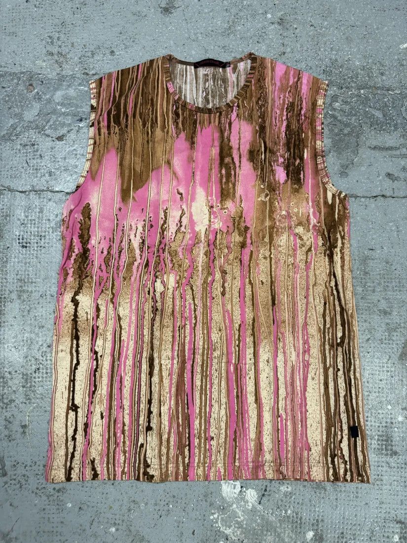 Roberto Cavalli × Vintage FW2001 Roberto Cavalli Pink Abstract Painted Tank Top Size US M / EU 48-50 / 2 - 10 Thumbnail