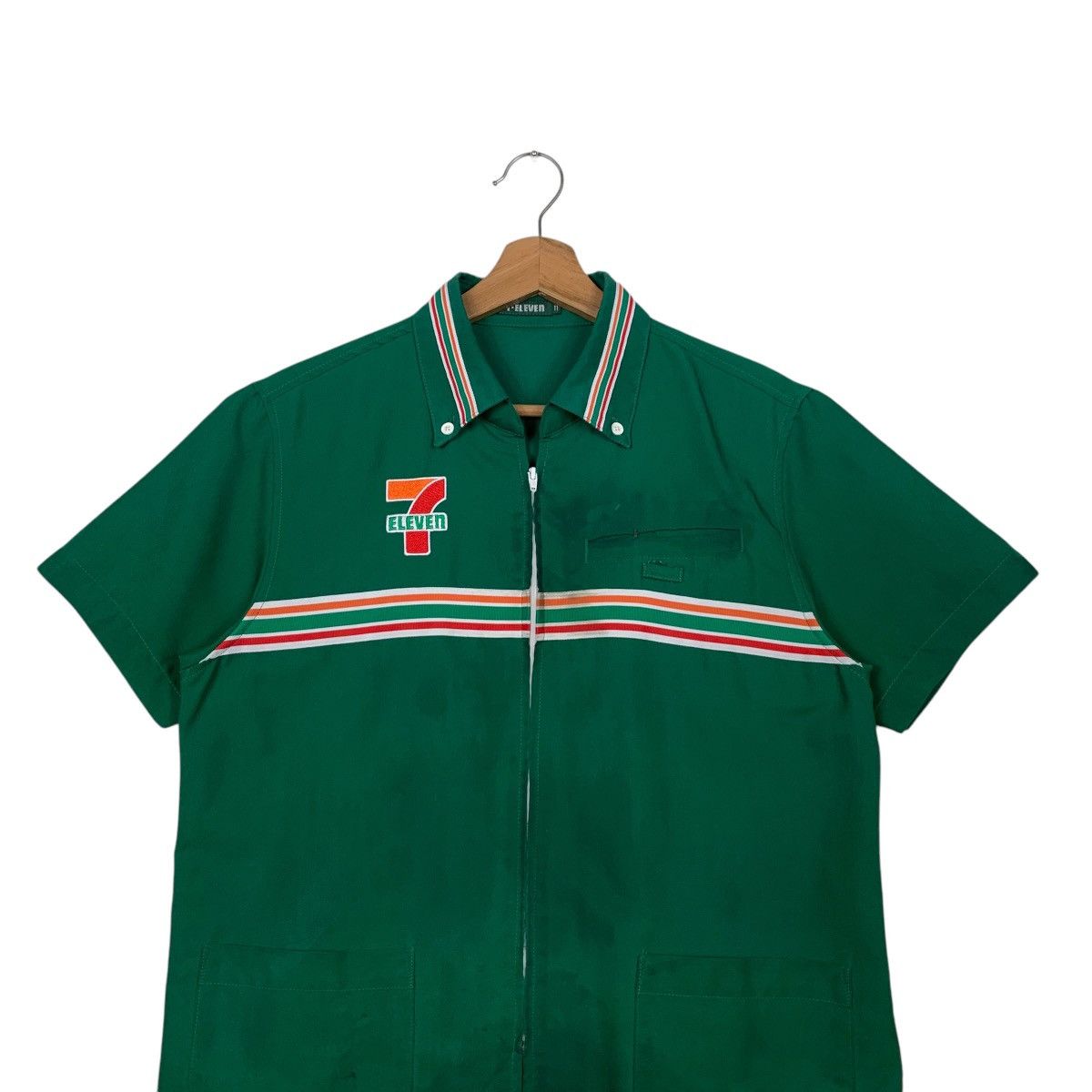 Japanese Brand Vintage 7 ELEVEN Big Logo SS Green Uniform Jacket #2584-C117 Size US M / EU 48-50 / 2 - 2 Thumbnail