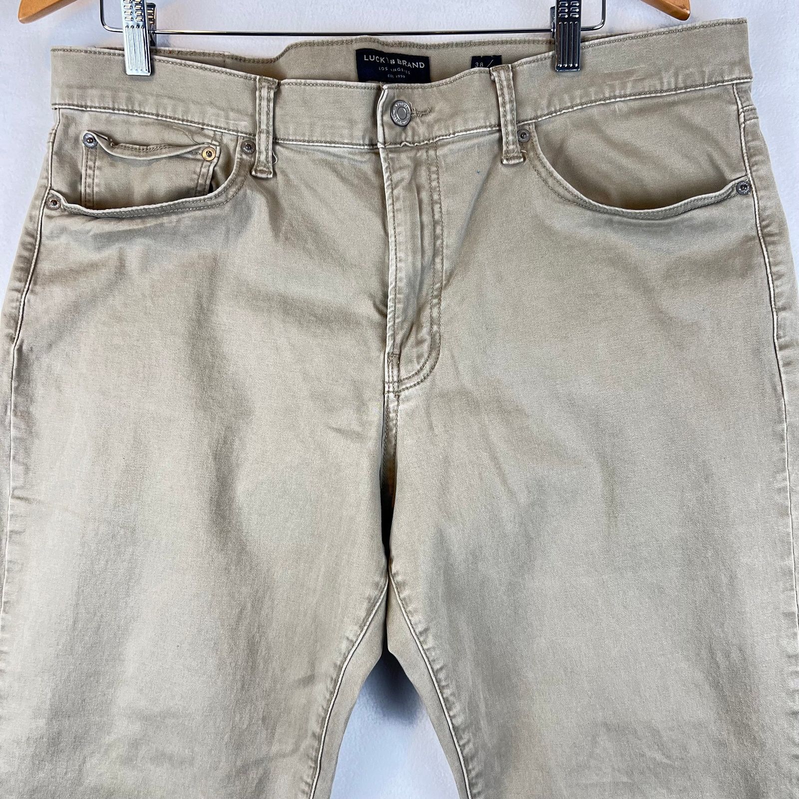 Lucky Brand Lucky Brand Jeans Mens 38x32 Tan 121 Slim Straight Stretch Size US 38 / EU 54 - 2 Thumbnail