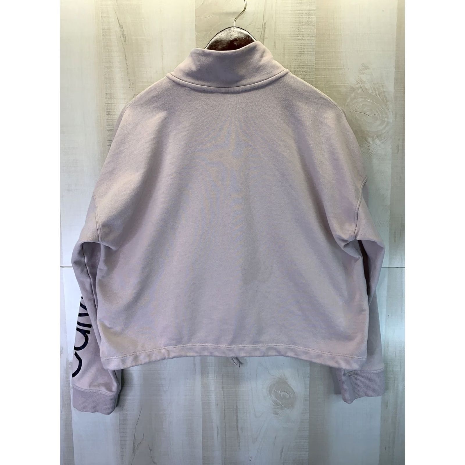 Calvin Klein Calvin Klein Women’s Purple Crop 1/2 Zip Sweatshirt Logo Sleeve Activewear L Ladies Pullover Casual Sweatshirt Spring Fall Winter Size L / US 10 / IT 46 - 5 Thumbnail
