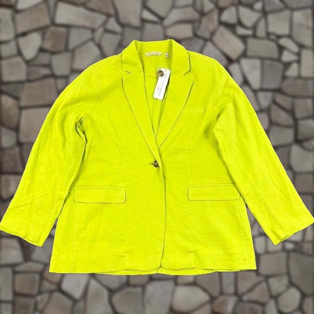 Soft Surroundings SOFT SURROUNDINGS Boyfriend Blazer Womens Medium 10/12 Lime Green Linen Blend Casual Business Size M / US 6-8 / IT 42-44 - 1 Thumbnail