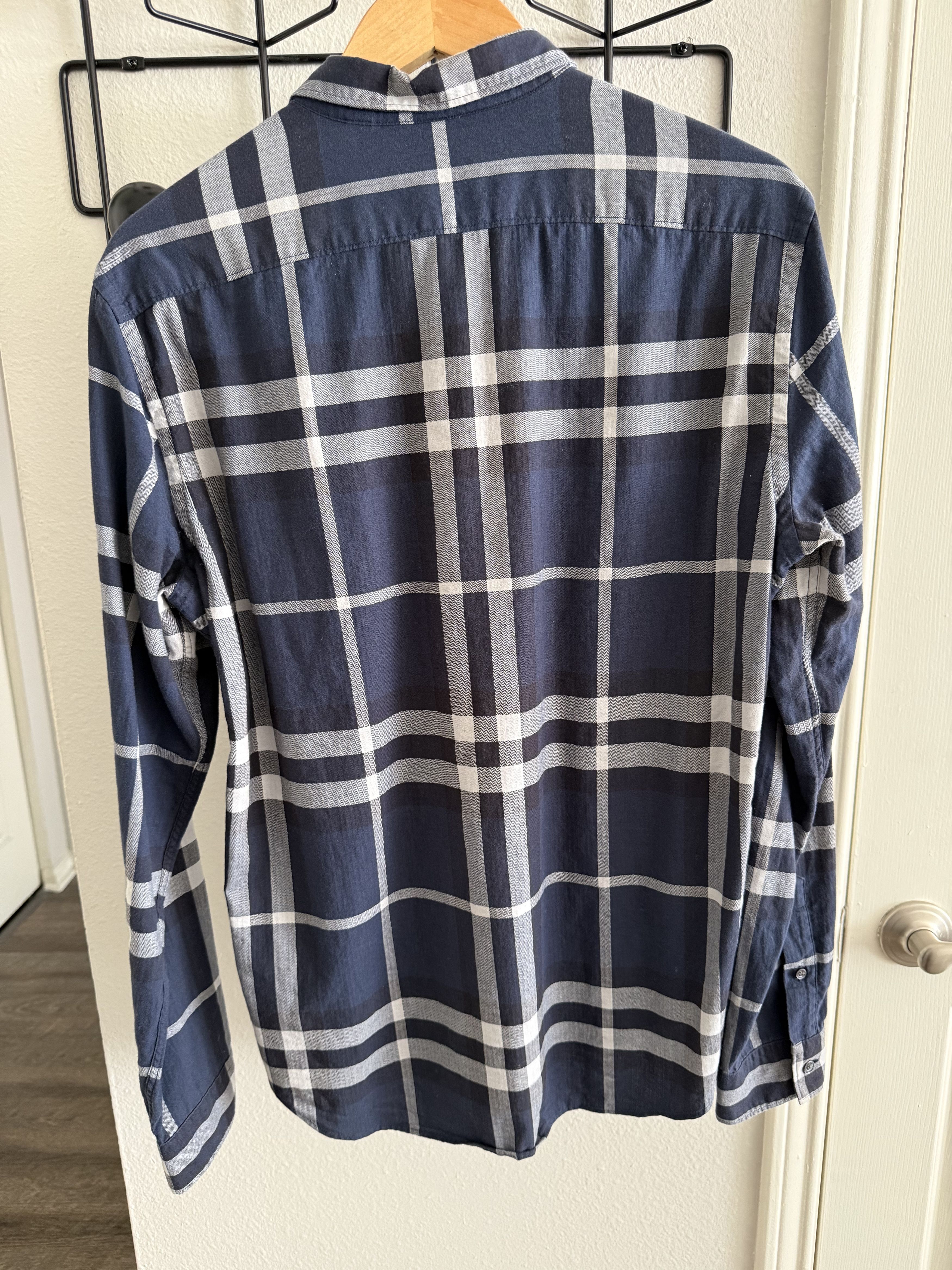 Burberry Navy Checkered Pattern Long Sleeve Size US M / EU 48-50 / 2 - 2 Thumbnail