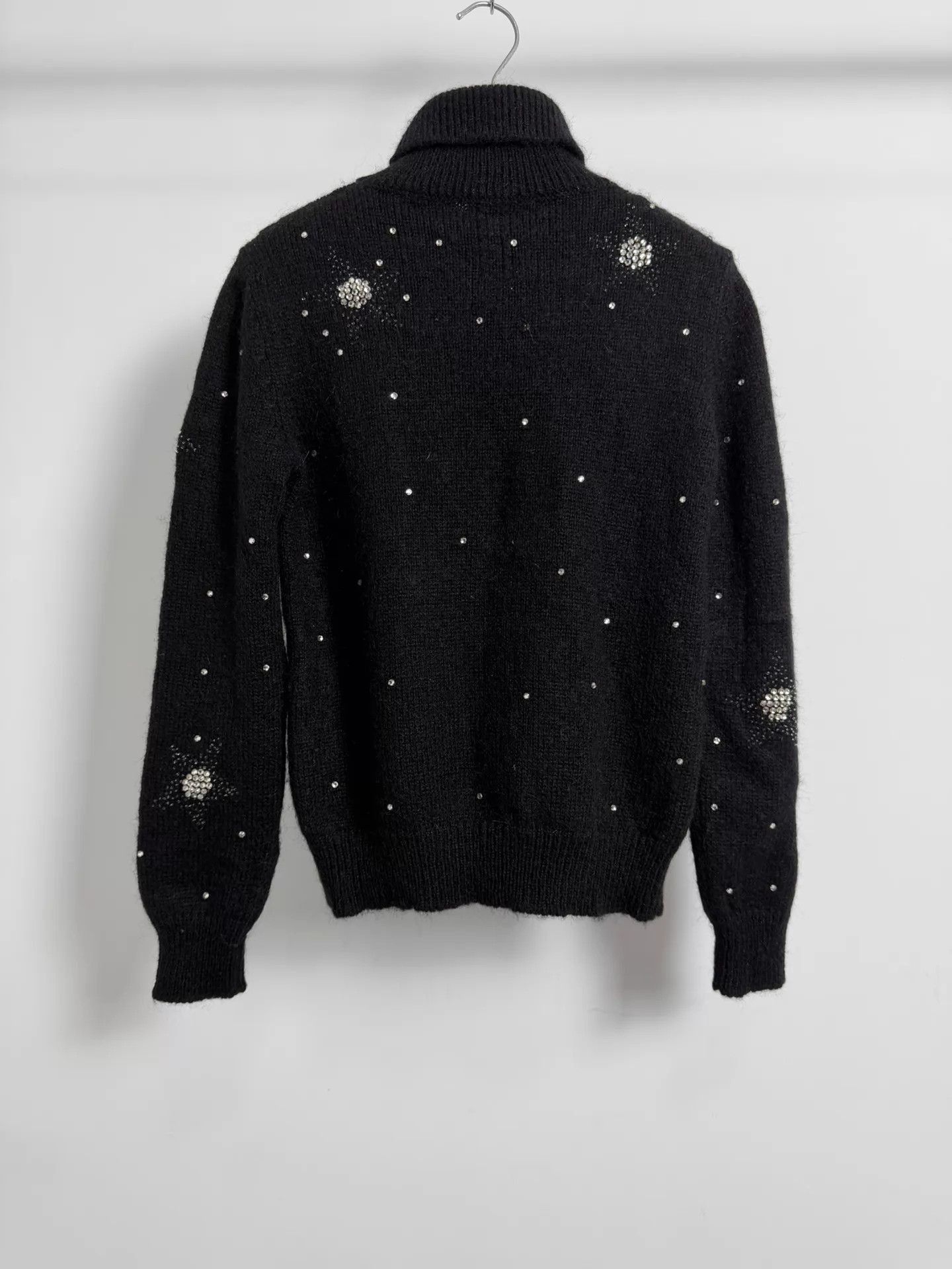 Saint Laurent Paris Black Turtleneck Sweater with Star Embellishments. Size US S / EU 44-46 / 1 - 2 Thumbnail