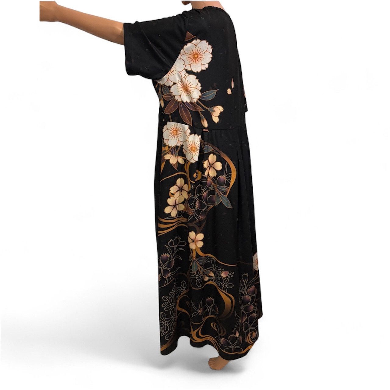 The Unbranded Brand Fsqjgq Black Floral Full Length Dress 5XL Size 4XL / US 24-26 - 5 Thumbnail