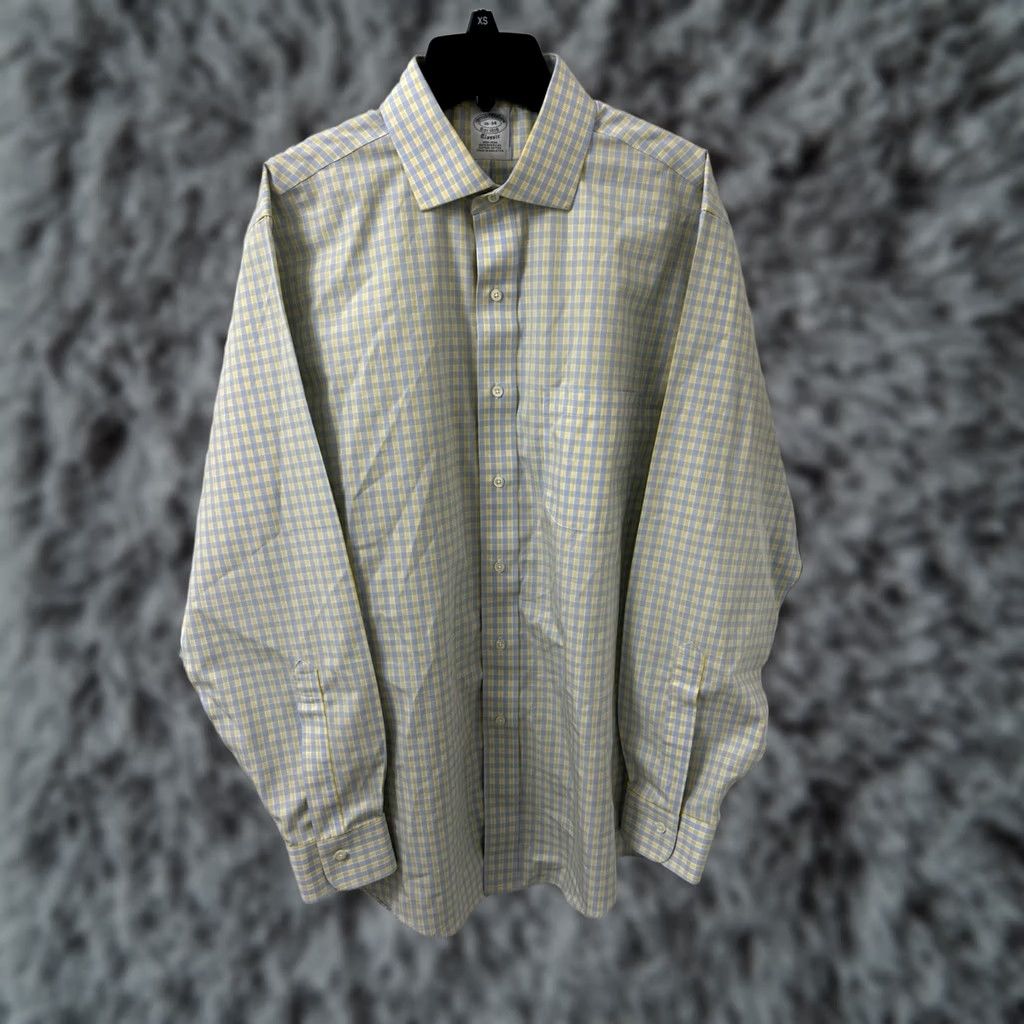 Brooks Brothers Brooks Brothers Classic Dress Shirt Mens 16 L/S Oxford Check Blue Yellow 100% Cotton Slim/Regular Fit Men’s Shirt Mens Mens Navy Blues Size US L / EU 52-54 / 3 - 1 Thumbnail