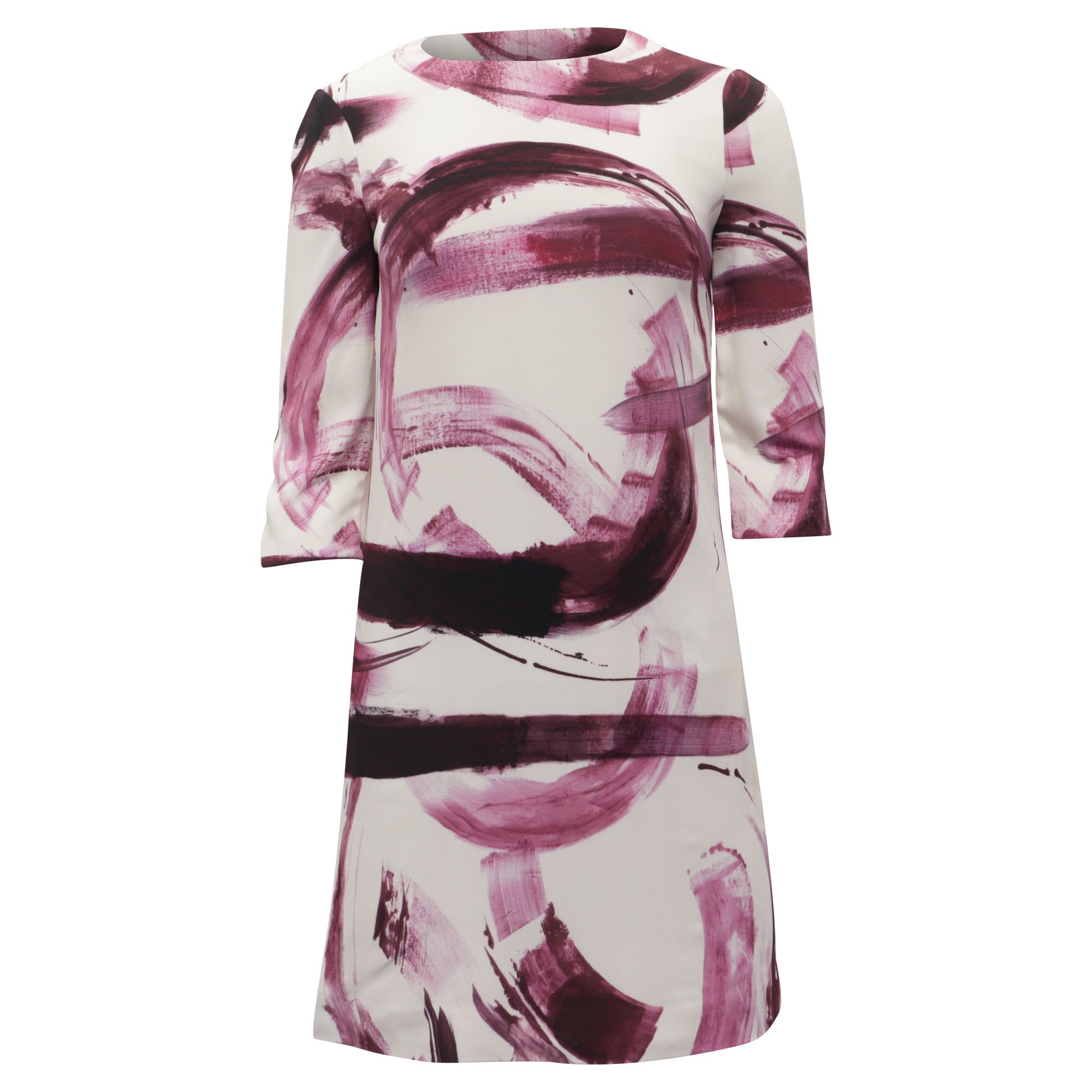 Dolce & Gabbana Dolce & Gabbana Brush Stroke Printed Mini Dress in Burgundy Size XS / US 0-2 / IT 36-38 - 1 Thumbnail
