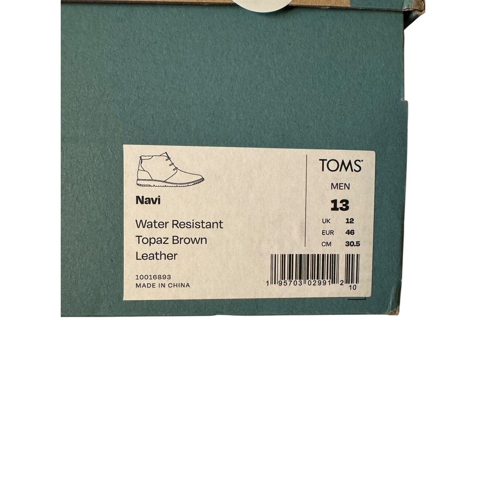 Toms TOM’S Navi Chukka Boots Water Resistant Brown Leather Size US 13 / EU 46 - 9 Thumbnail