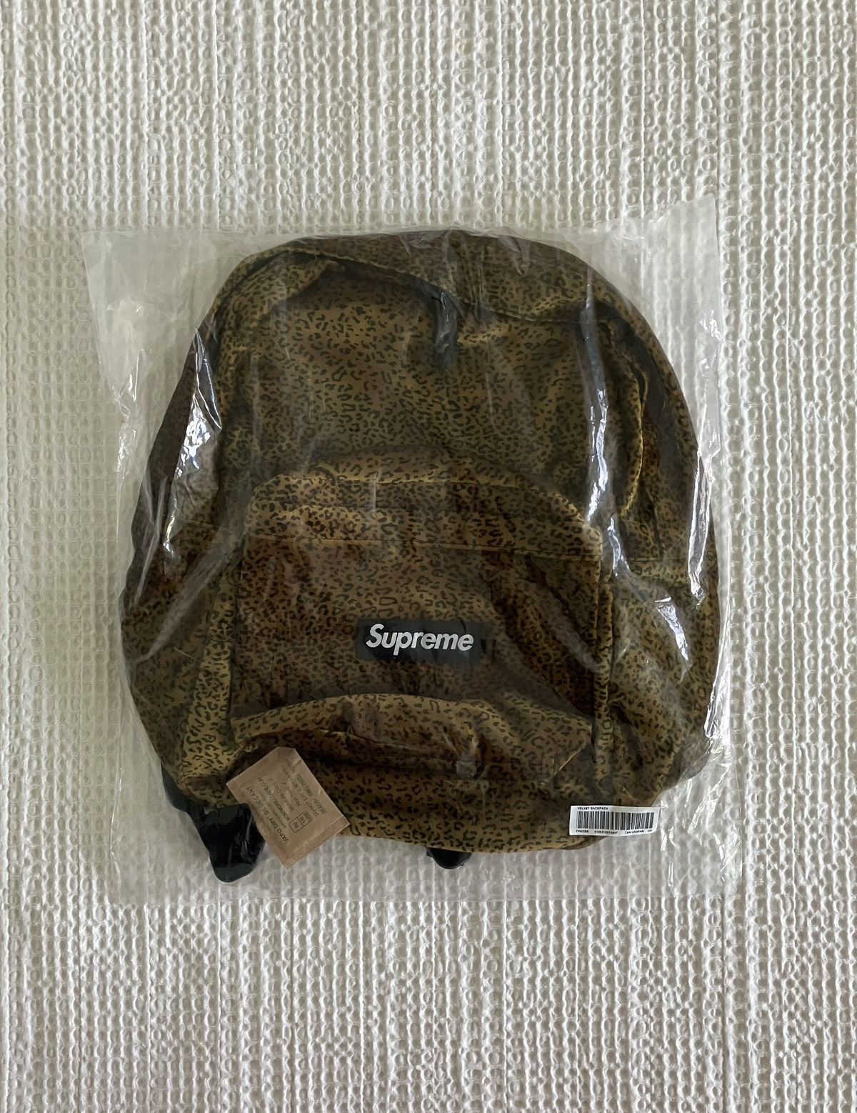 Pre-owned Supreme Velvet Backpack (tan Leopard) In Sand