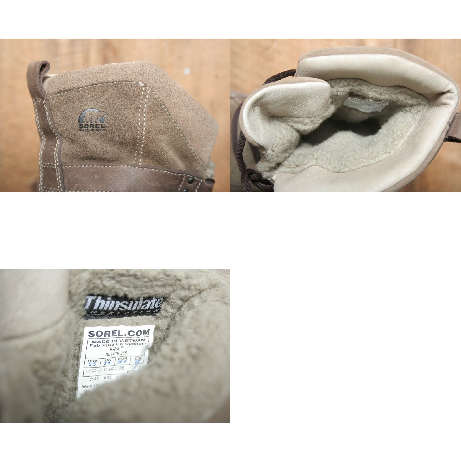 SOREL VINTAGE Sorel Kaya Boots Women Leather Suede Brown Sherpa Lined Winter Lace Up 5.5 Womens Size US 6 / IT 36 - 8 Thumbnail