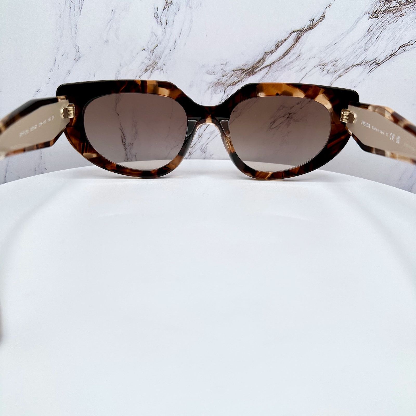 Prada PRADA Sunglasses Brown Tortoise Caramel Gold Symbole Oval Size ONE SIZE - 14 Thumbnail