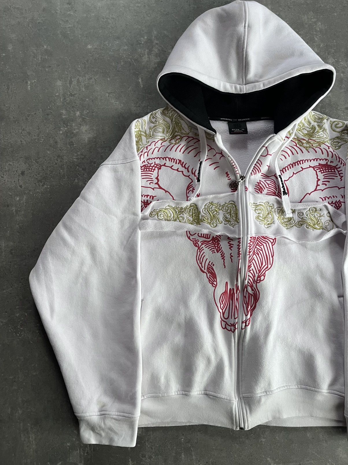 Makaveli Makaveli Big Skull Logo Embroidered Baggy Boxy Zip Hoodie XL Size US XL / EU 56 / 4 - 3 Thumbnail