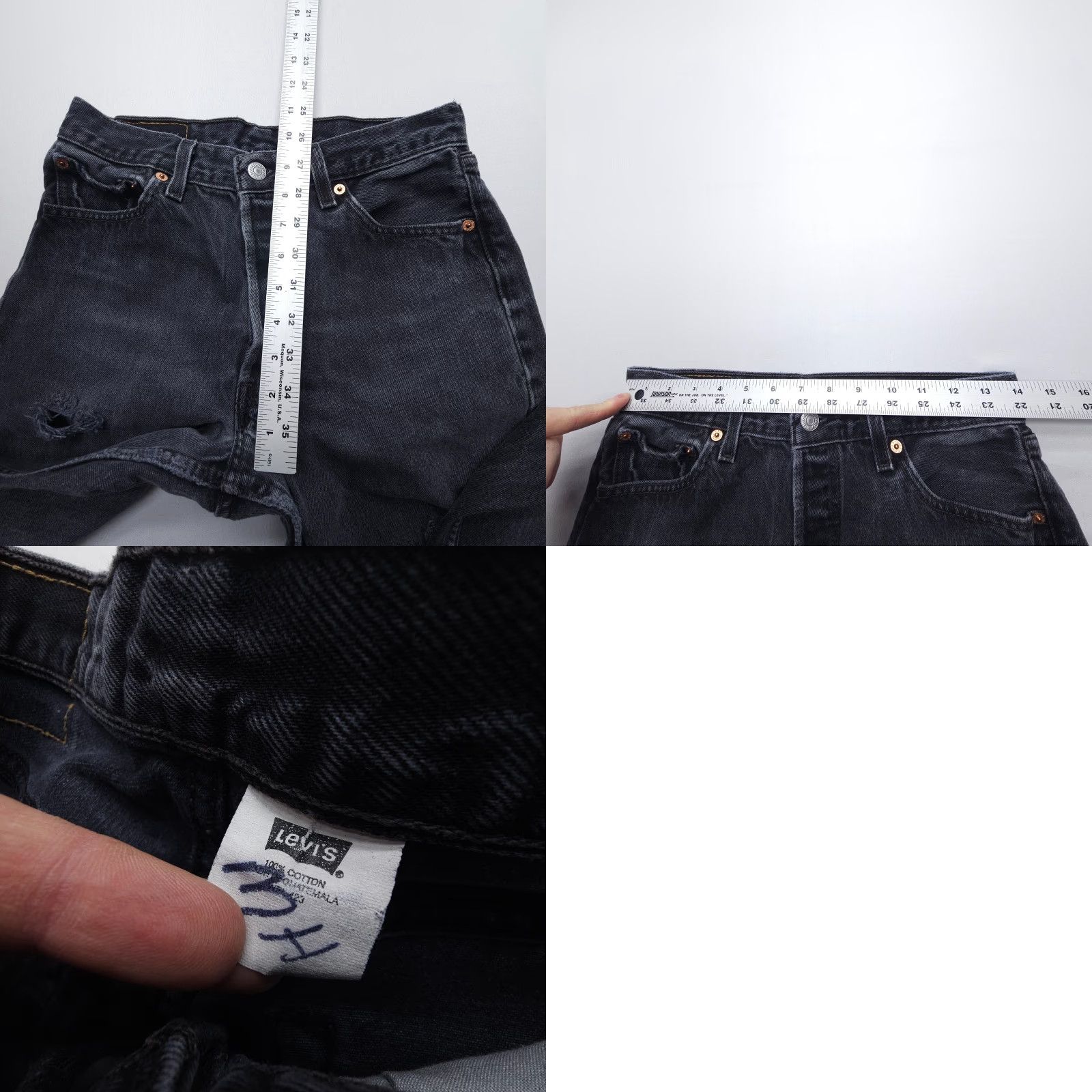 Levi's VTG Levi's 501 Jeans Mens 30 x 32 Button Fly Straight Denim Black 90s 501 Series Vintage Classic American Mens Regular Fit Size US 30 / EU 46 - 8 Thumbnail