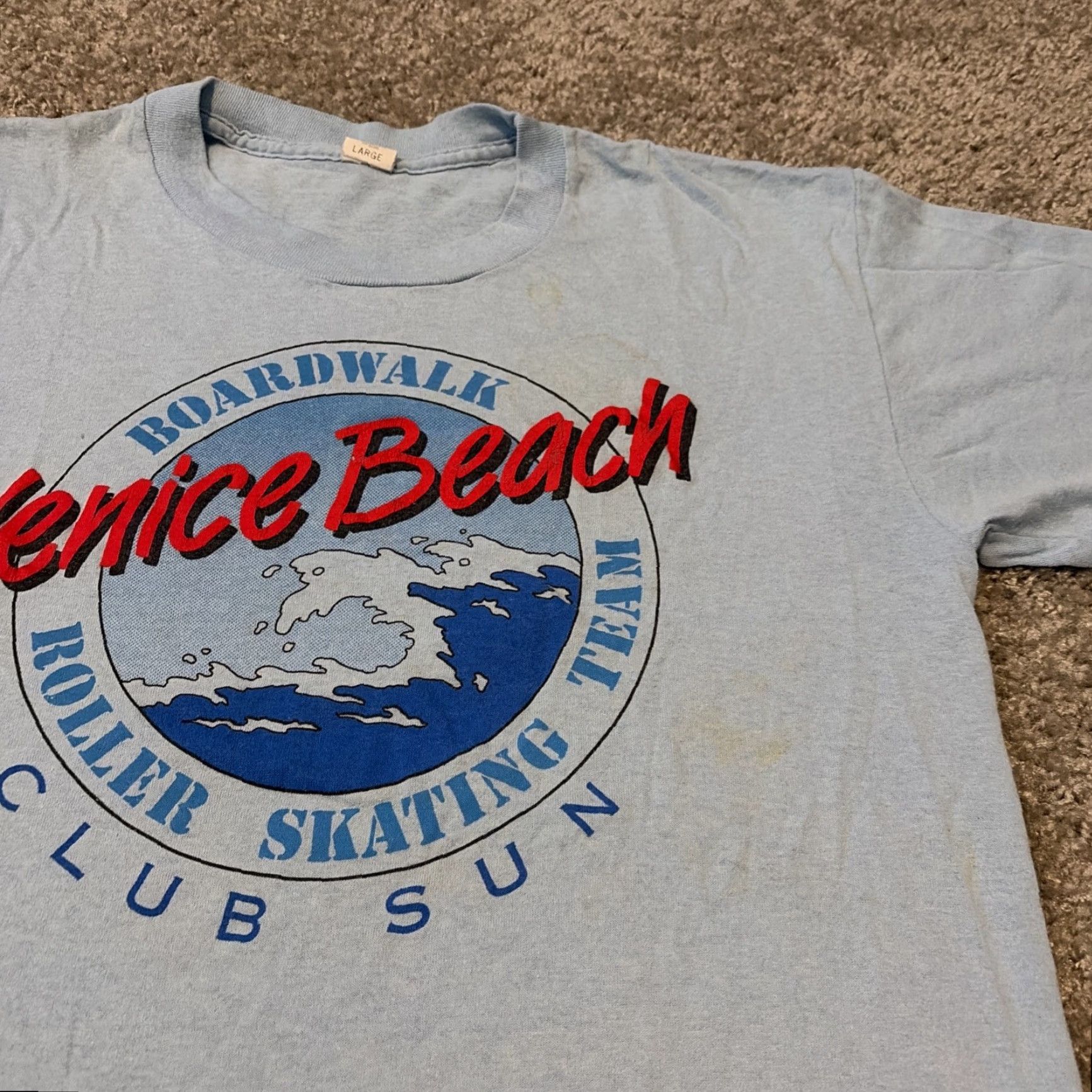 Vintage VINTAGE Venice Beach Boardwalk California Tourist T-Shirt Blue Large 80s Unbranded Unisex Adults L Mens Size US L / EU 52-54 / 3 - 4 Thumbnail