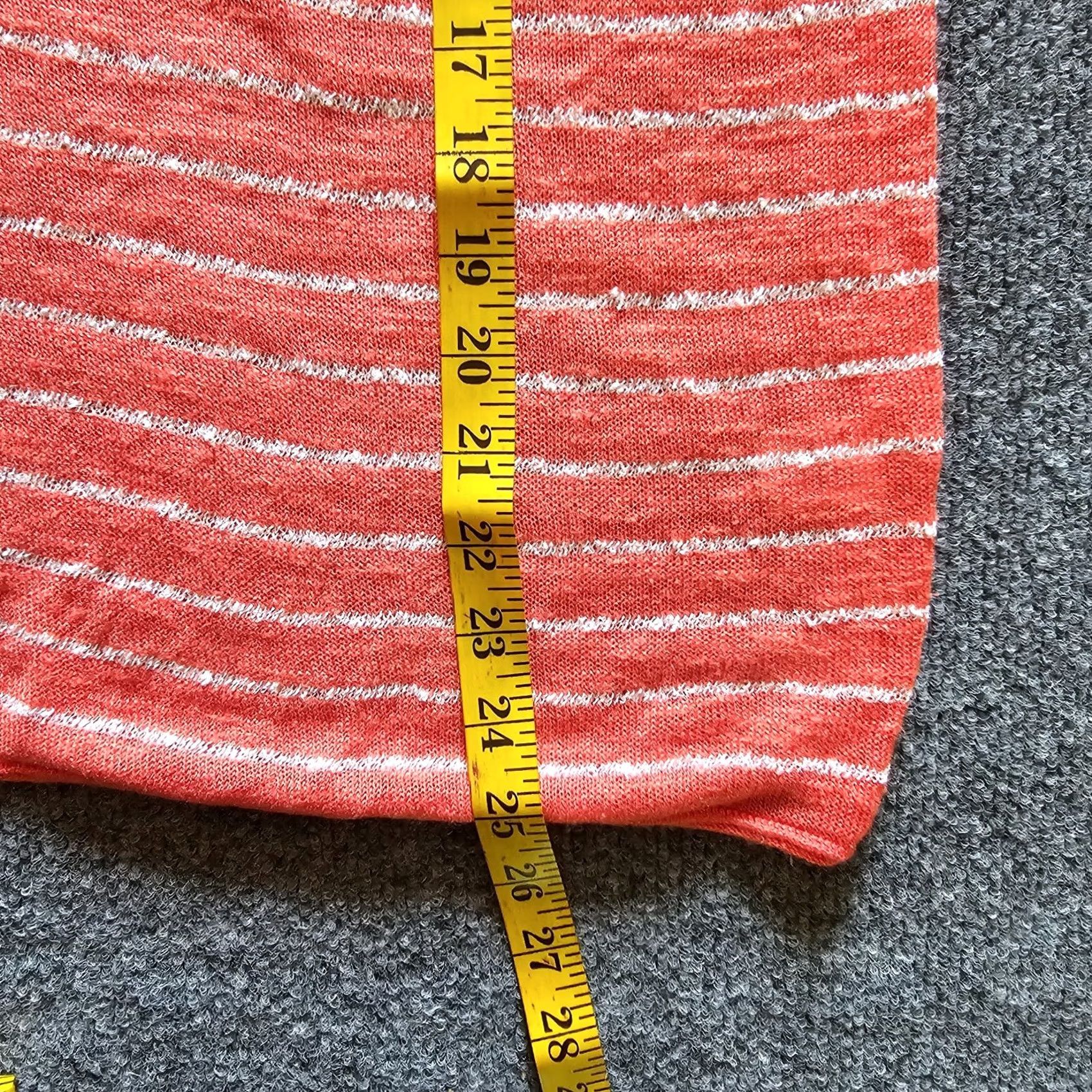 J. Jill J Jill Top Shirt Women Medium Orange Coral Striped Linen 3/4 Sleeve Casual Beach Shirt Size M / US 6-8 / IT 42-44 - 6 Thumbnail