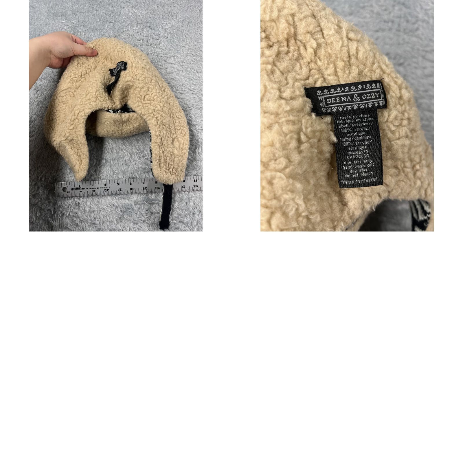 Vintage Deena & Ozzy Beanie Toque Womens One Size Black Geometric Acrylic Ear Flap Knit Hat Women Size ONE SIZE - 8 Thumbnail