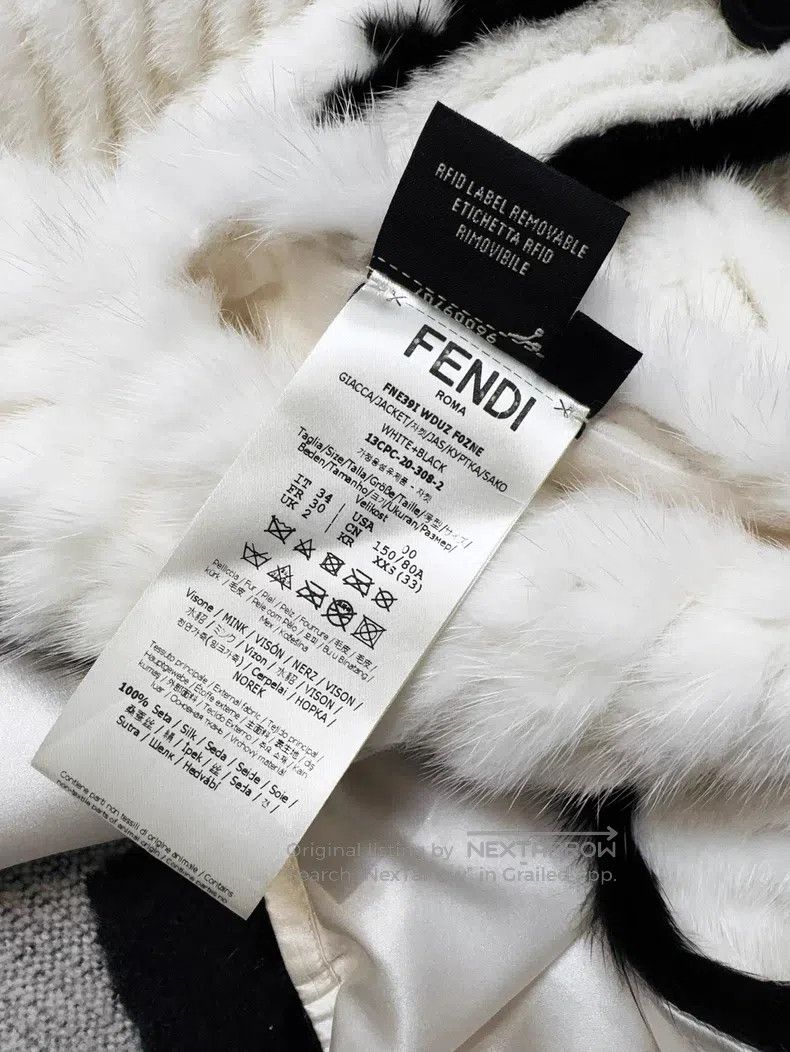 Fendi Fendi White and Black Trim Detachable Hood Mink Fur Coat, Size XXS / US 00 / IT 34 - 8 Thumbnail