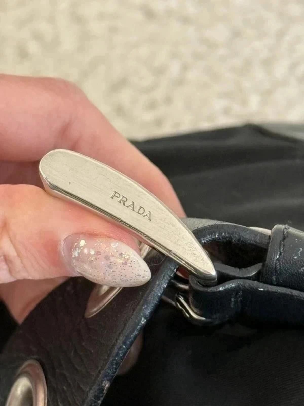 Prada Prada nylon buckle half moon shoulder bag in black Size ONE SIZE - 10 Thumbnail