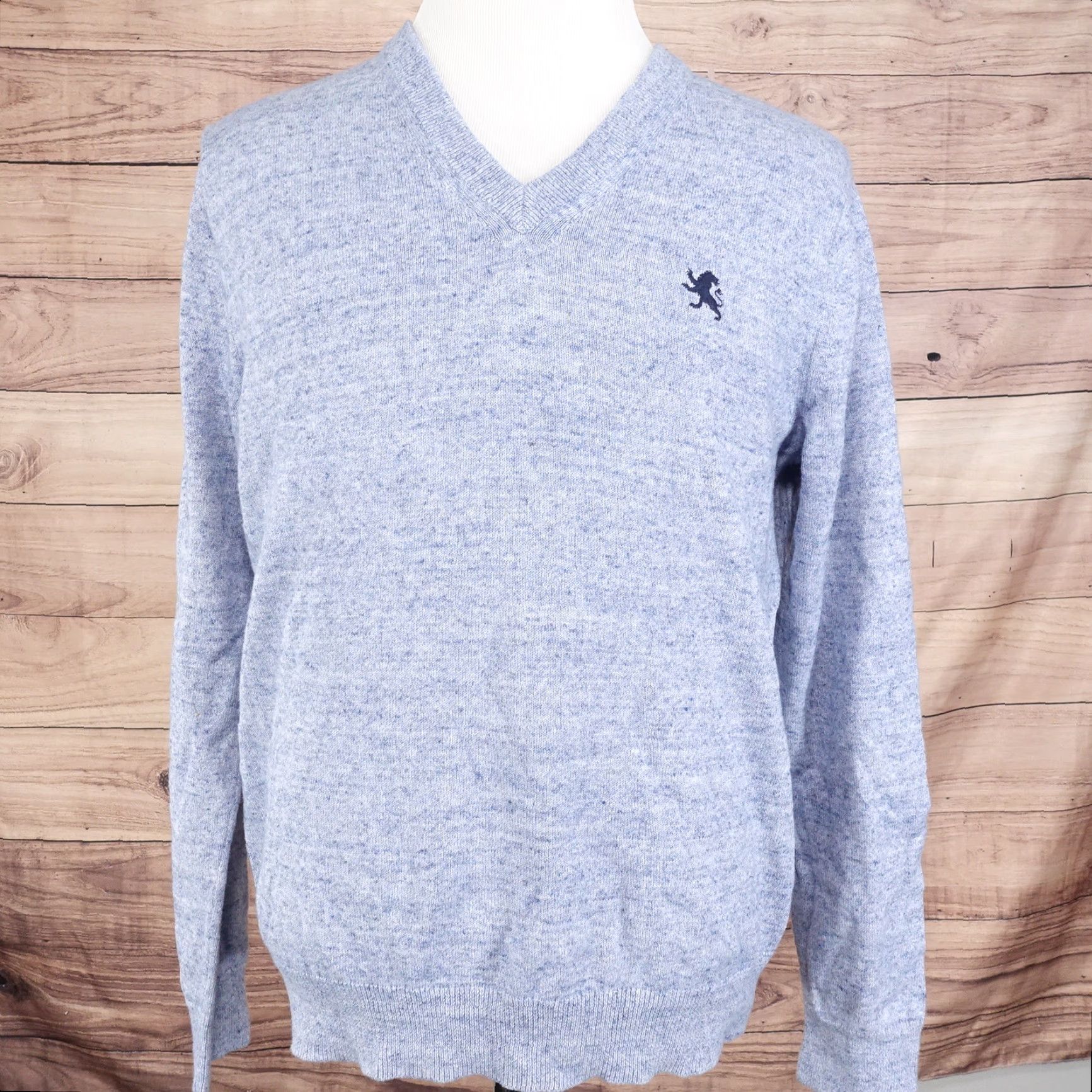 Express EXPRESS Cotton Pullover V-Neck Sweater Mens Large Blue Regular Fit Size US L / EU 52-54 / 3 - 3 Thumbnail