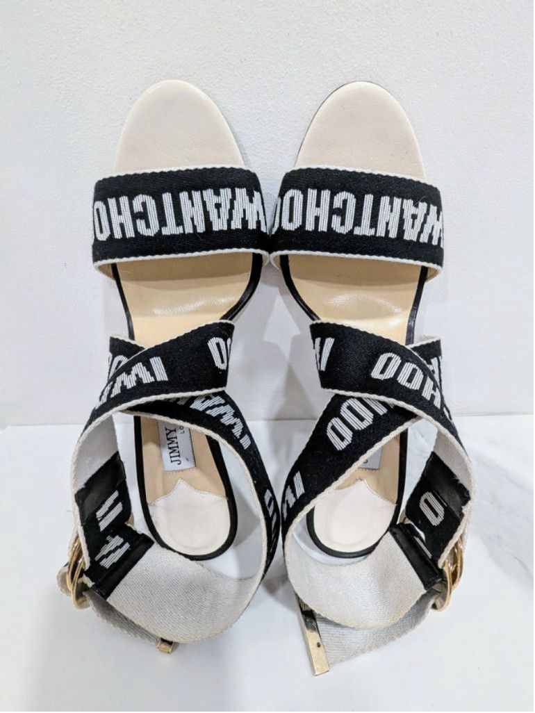Jimmy Choo Jimmy Choo Sandals Size 8.5 Black and White Size US 8.5 / IT 38.5 - 2 Thumbnail