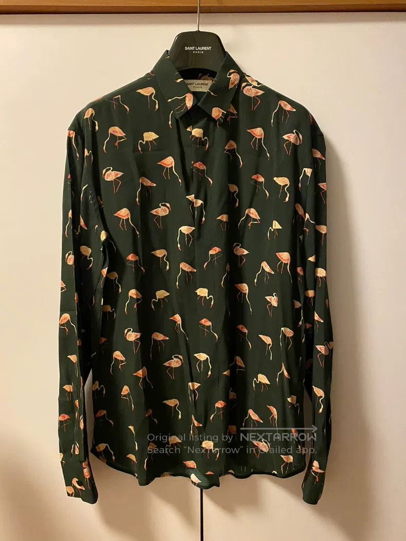 Saint Laurent Paris Saint Laurent Paris size 40 Silk Flamingo Shirt Size US XXS / EU 40 - 1 Thumbnail
