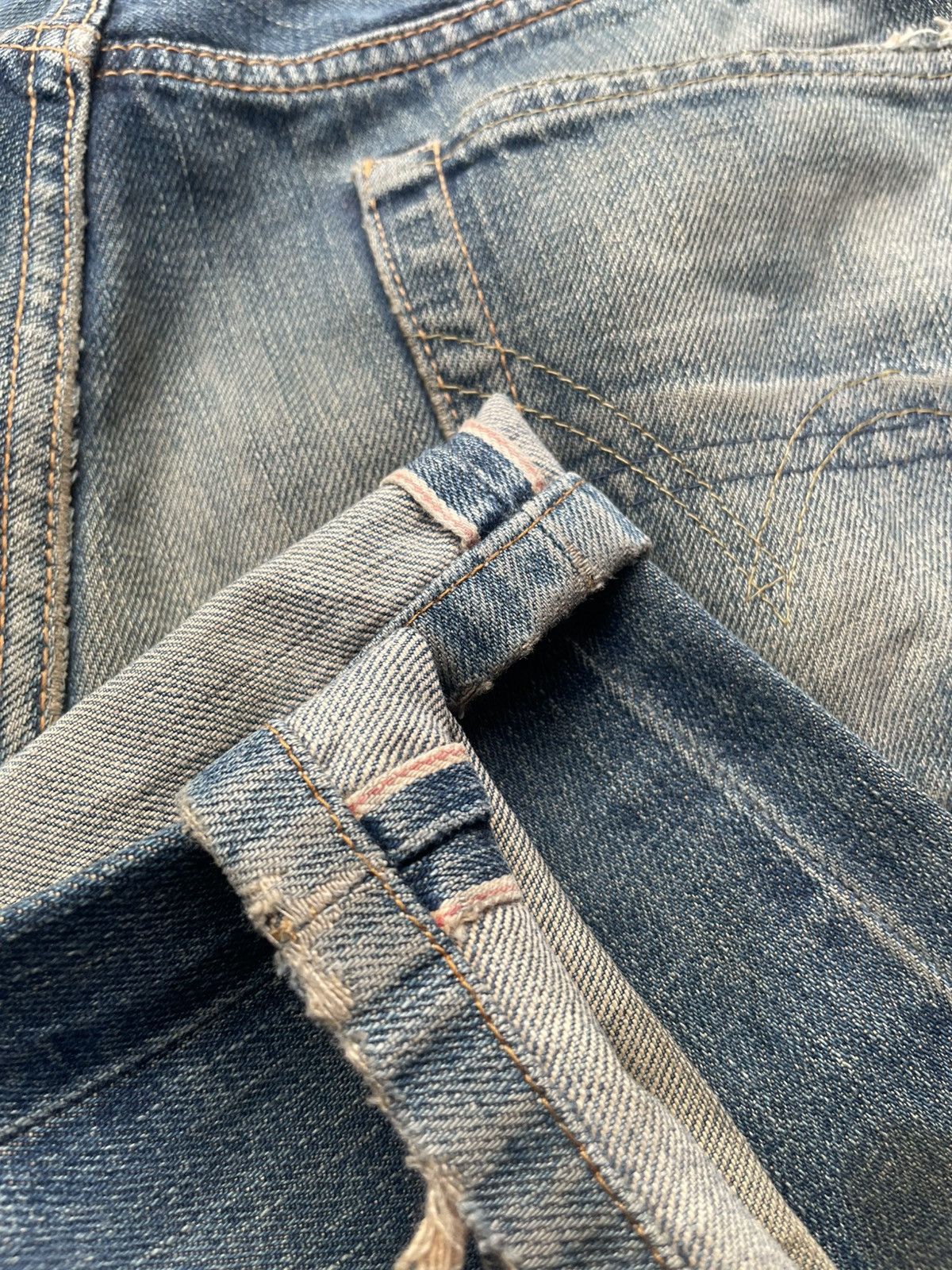 Edwin Vintage Edwin 505XX Selvedge Distresed Denim Size US 33 - 16 Thumbnail