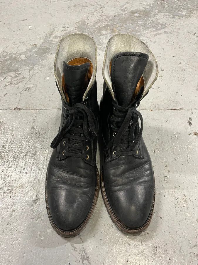 Dries Van Noten AW2017 Dries Van Noten Combat Side Zip Black Leather Boots Size US 11 / EU 44 - 5 Thumbnail