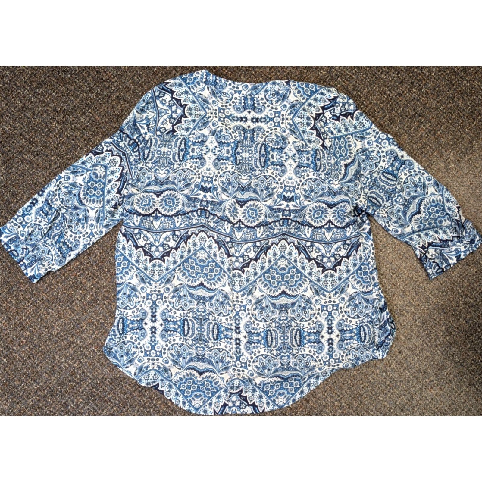 Vintage VINTAGE Dana Buchman Shirt Blouse XL Blue Floral Popover Womens Top NWT Kohl's Size XL / US 12-14 / IT 48-50 - 8 Thumbnail