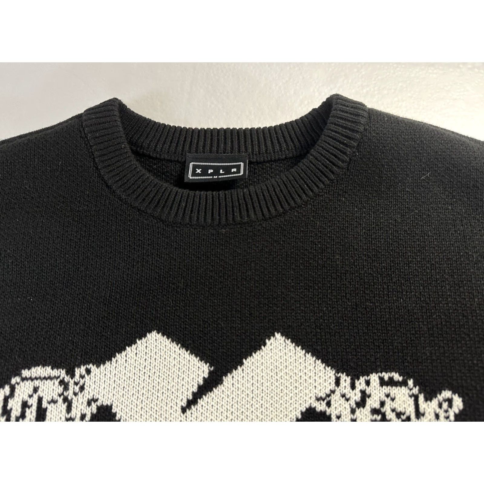 Vintage XPLR Sweater Mens Medium Black White Cherub Knit Heavy Pullover Size M / US 6-8 / IT 42-44 - 4 Thumbnail