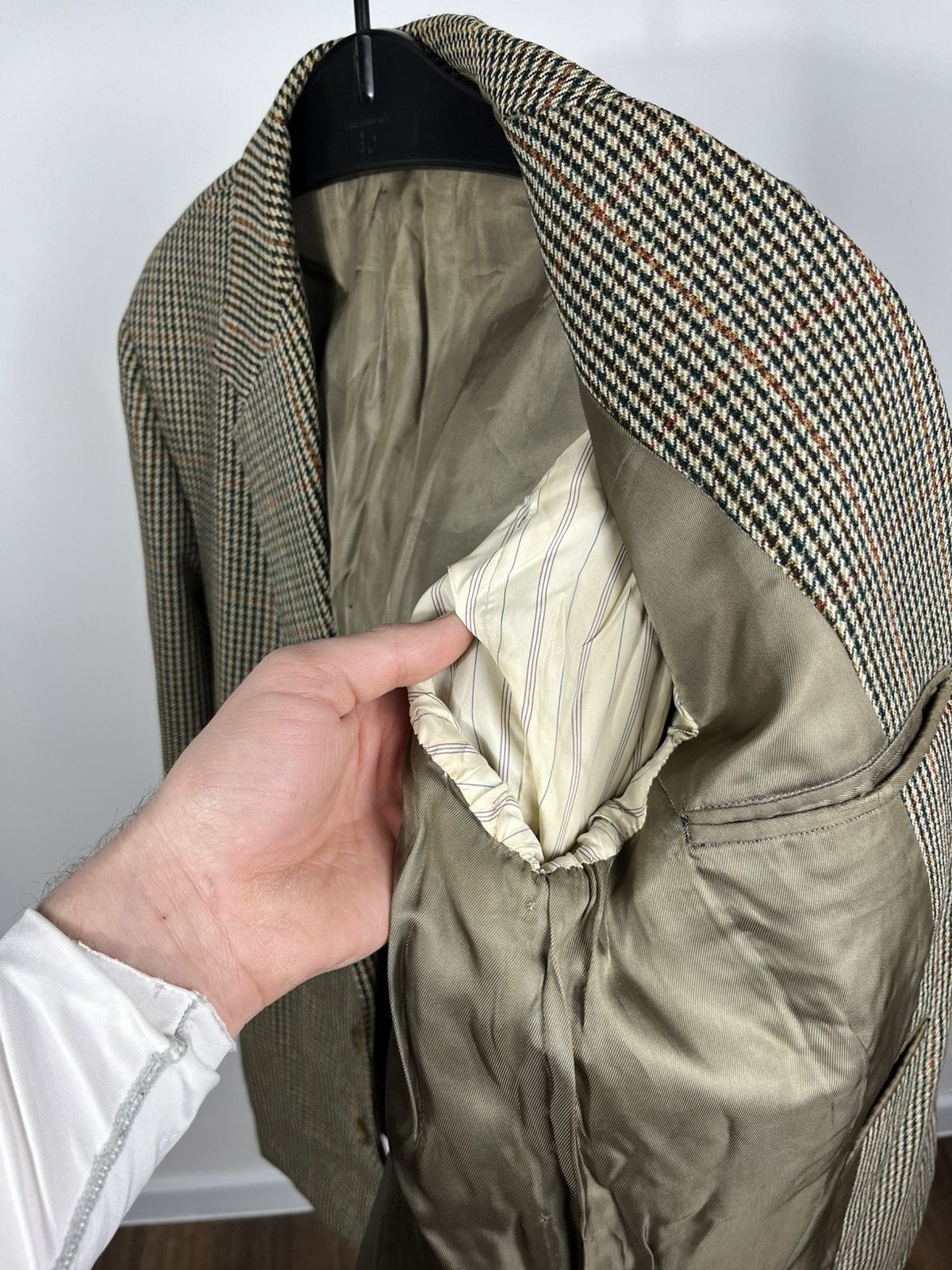 Other Vintage 1963 British Wool Blazer Houndstooth Tailored Size 44R - 7 Thumbnail