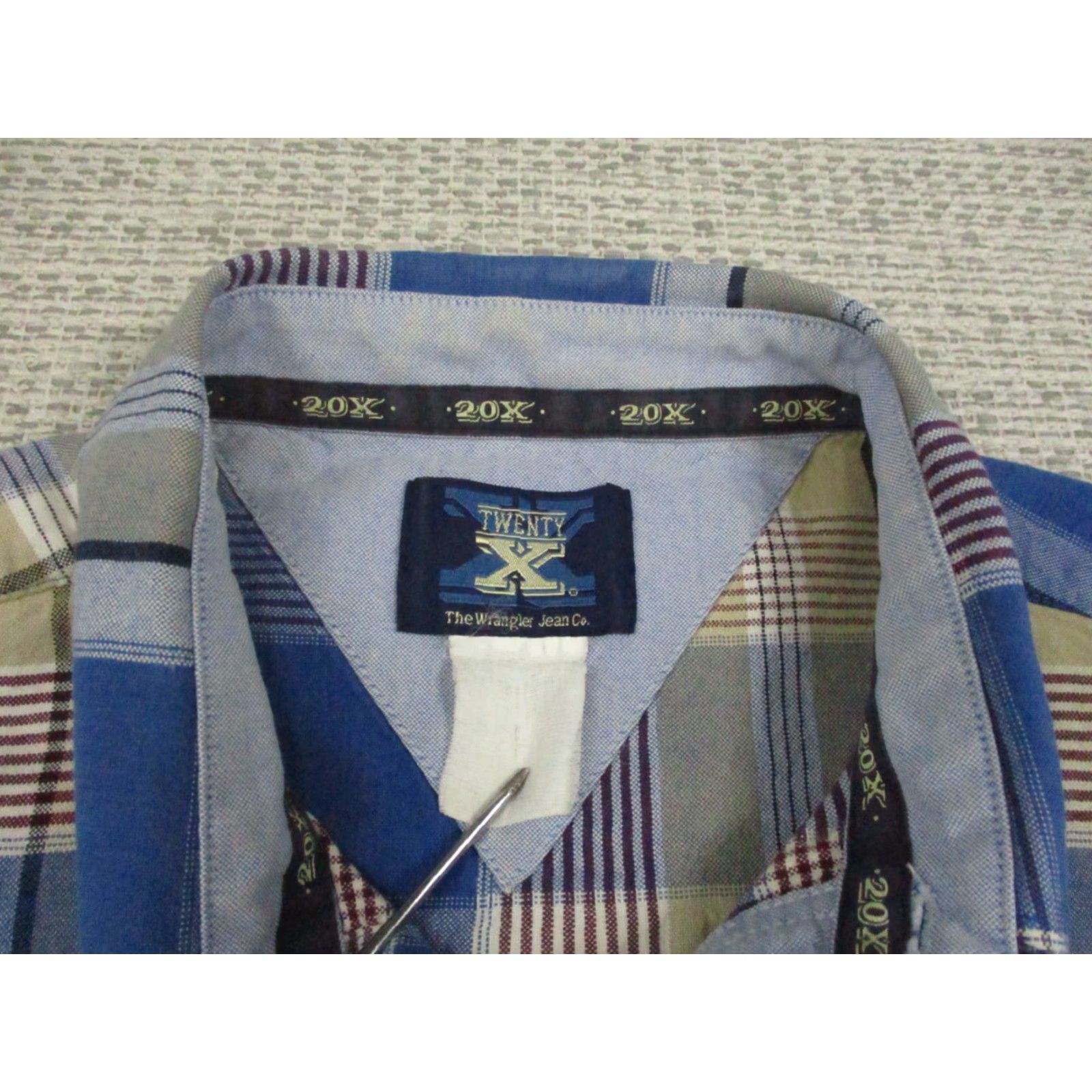 Wrangler Wrangler Twenty 20 X Shirt Mens XL Blue White Plaid Button Down Western Cowboy Shirt Size US XL / EU 56 / 4 - 5 Thumbnail