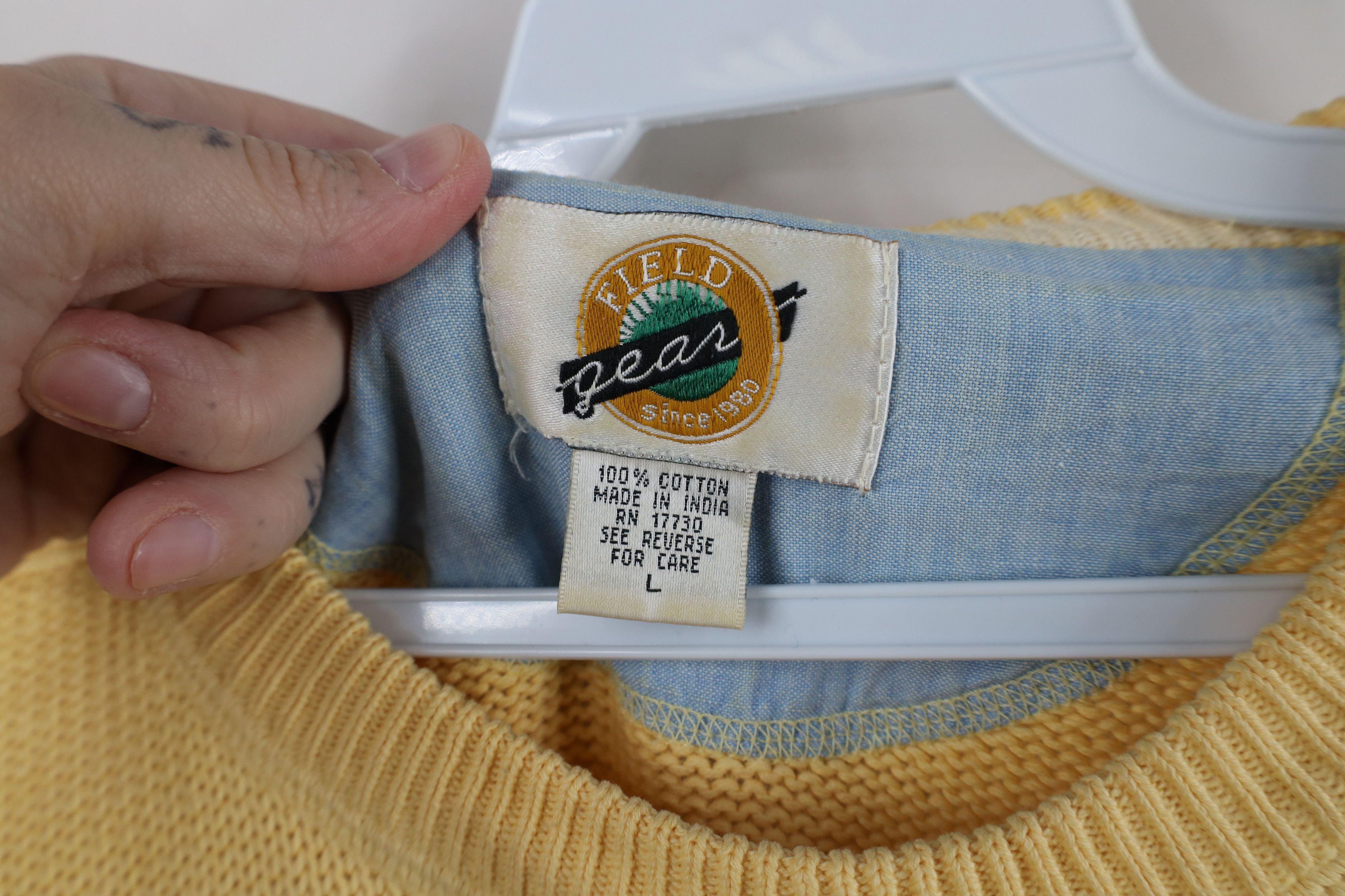 Vintage Vintage 90s Streetwear Cotton Knit Crewneck Sweater Yellow Size US L / EU 52-54 / 3 - 5 Thumbnail