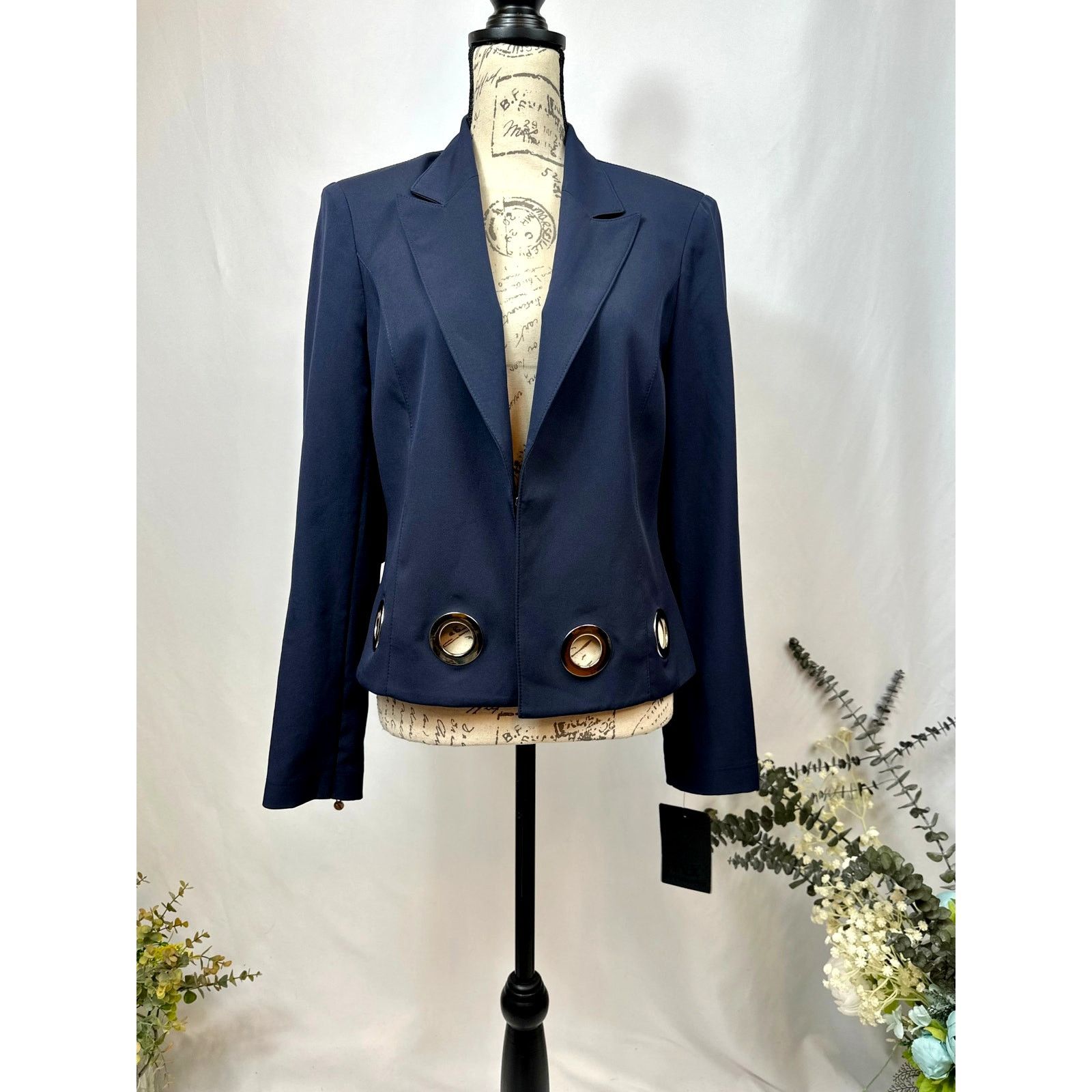 Other Vex Colley Blazer Silver-tone Grommet Details Navy 8 Size M / US 6-8 / IT 42-44 - 6 Thumbnail