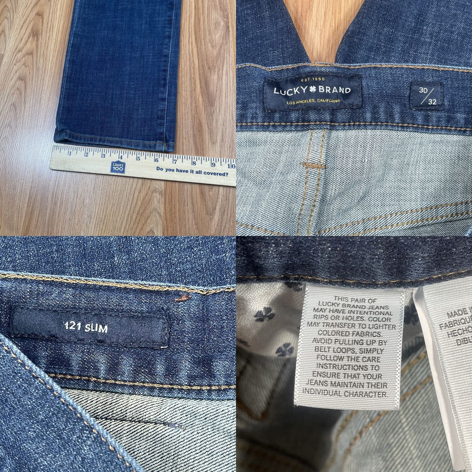 Lucky Brand Lucky Brand Jeans 121 Slim Leg Fit Blue Denim Stretch Pants Mens 30Wx32L Size US 30 / EU 46 - 8 Thumbnail