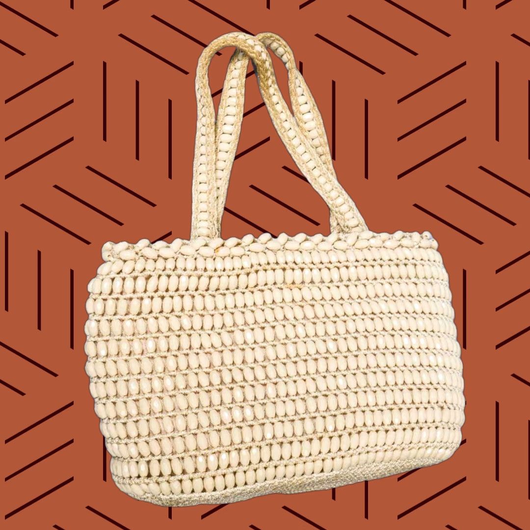 Vintage VINTAGE Beaded Evening Bag Rosenfeld Kiss Lock Insert 1960s Italy White Handmade Bag (Adult) Womens Size ONE SIZE - 1 Thumbnail