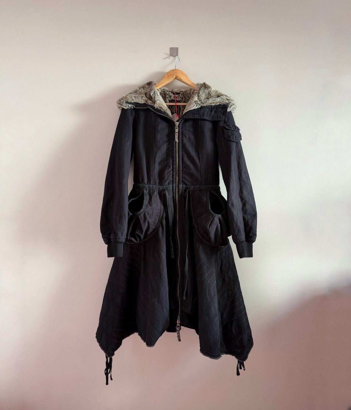 Marithe + Francois Girbaud Marithé François Girbaud Hooded Fur Lined Coat Size L / US 10 / IT 46 - 2 Thumbnail