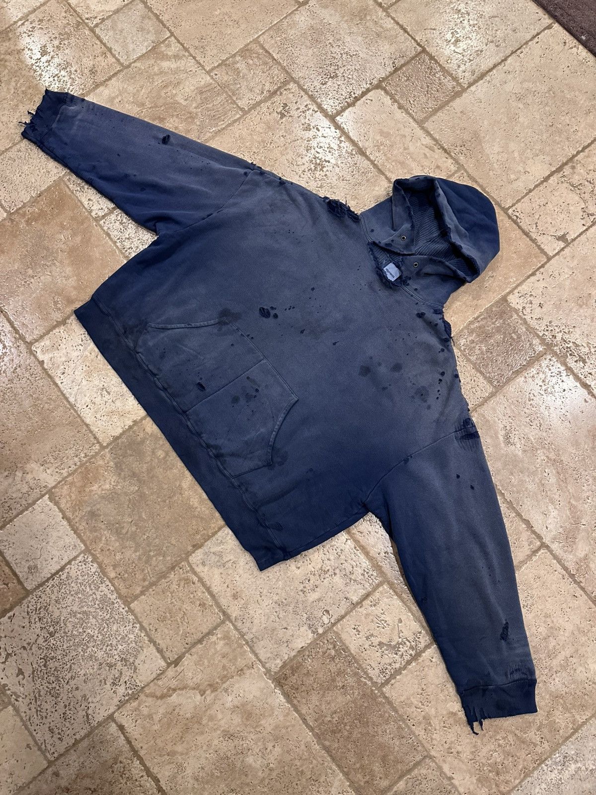 READYMADE Readymade Navy Washed Distressed Dirty Double Layered Hoodie Size US M / EU 48-50 / 2 - 5 Thumbnail