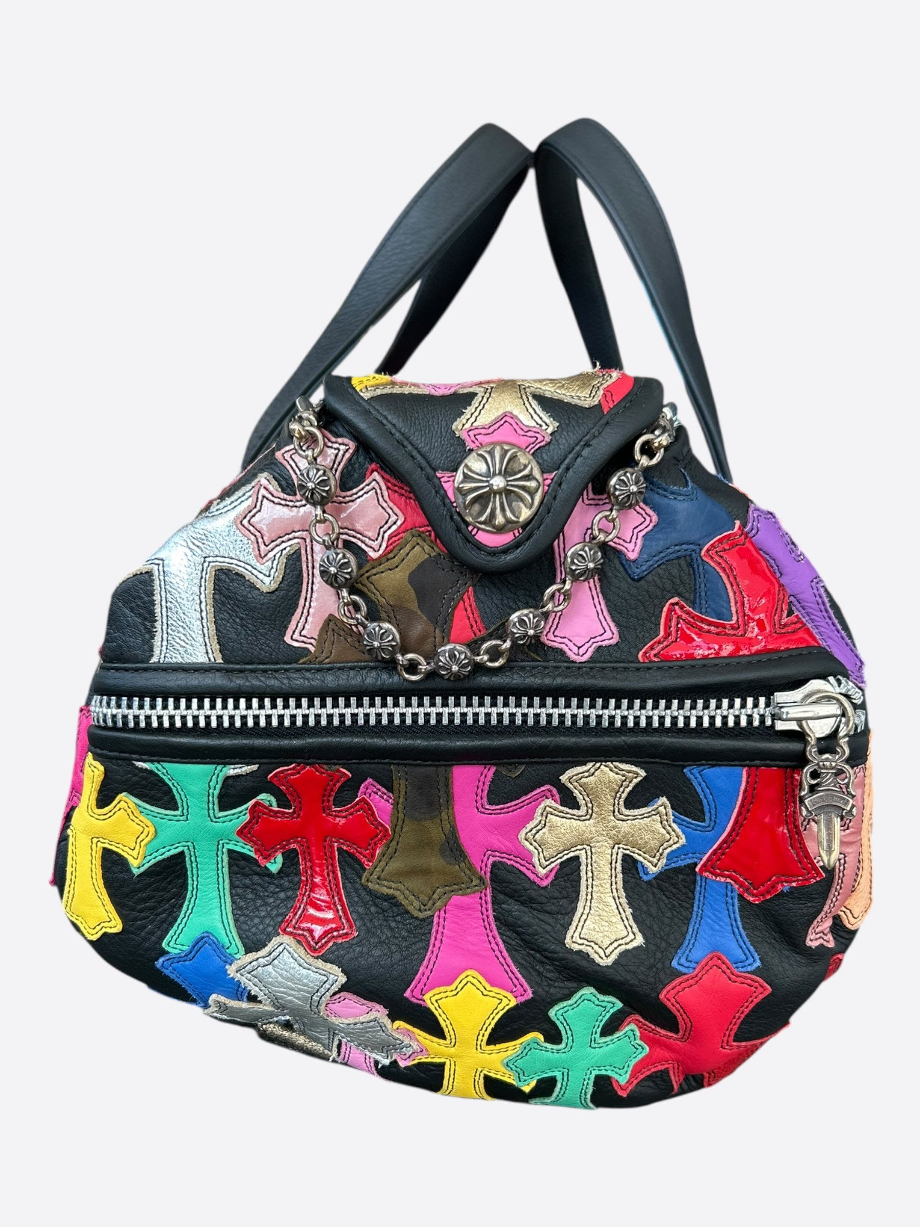 Chrome Hearts Black & Multicolor Leather Cross Patch Duffel Bag Size ONE SIZE - 4 Thumbnail
