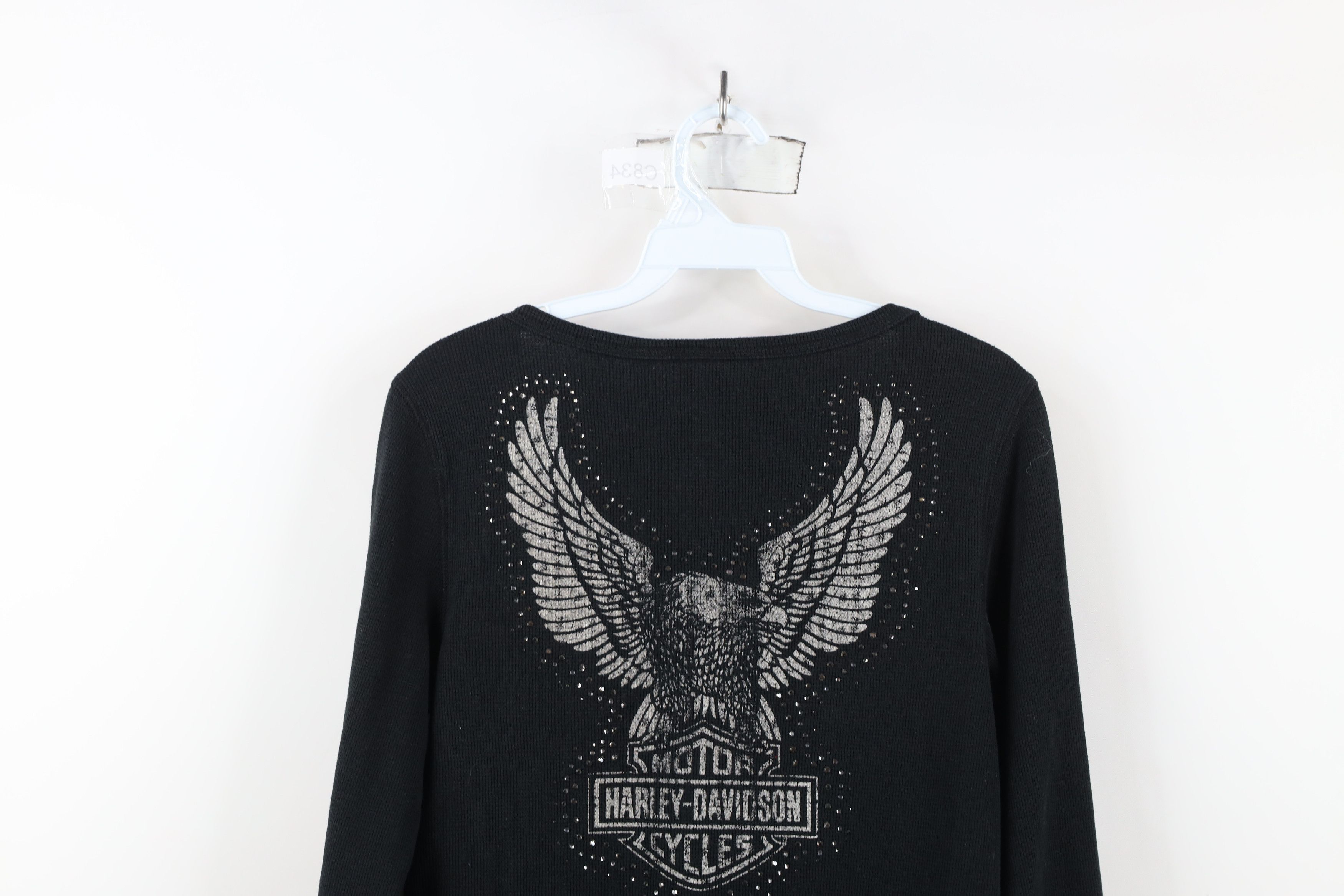 Harley Davidson × Vintage Vintage Y2K Harley Davidson Waffle Knit Henley T-Shirt Size M / US 6-8 / IT 42-44 - 13 Thumbnail