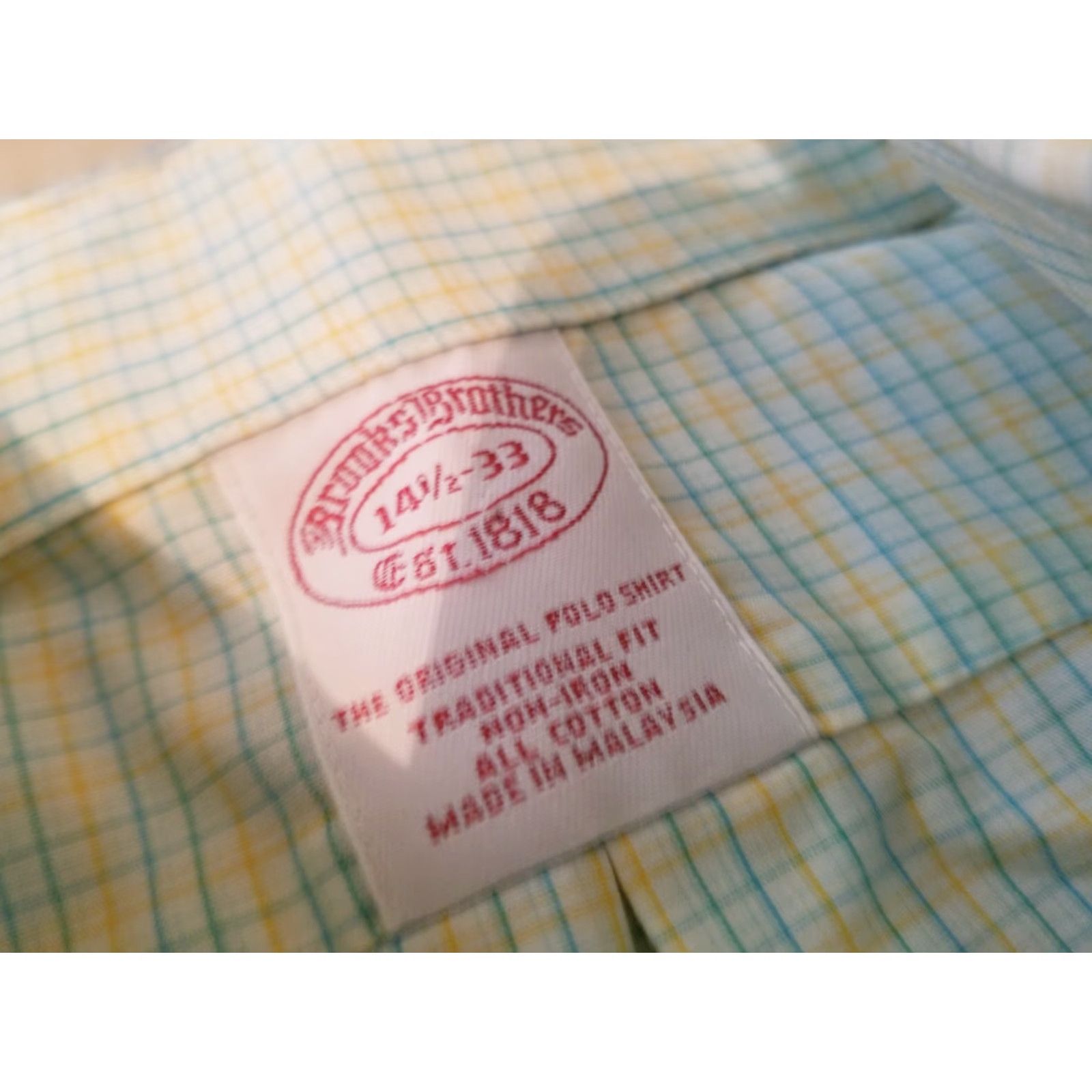 Brooks Brothers Brooks Brothers Dress Shirt Mens 14.5 33 Yellow Cotton Button 14.5 Regular Size Type Clothes Shirt Size 40R - 3 Thumbnail