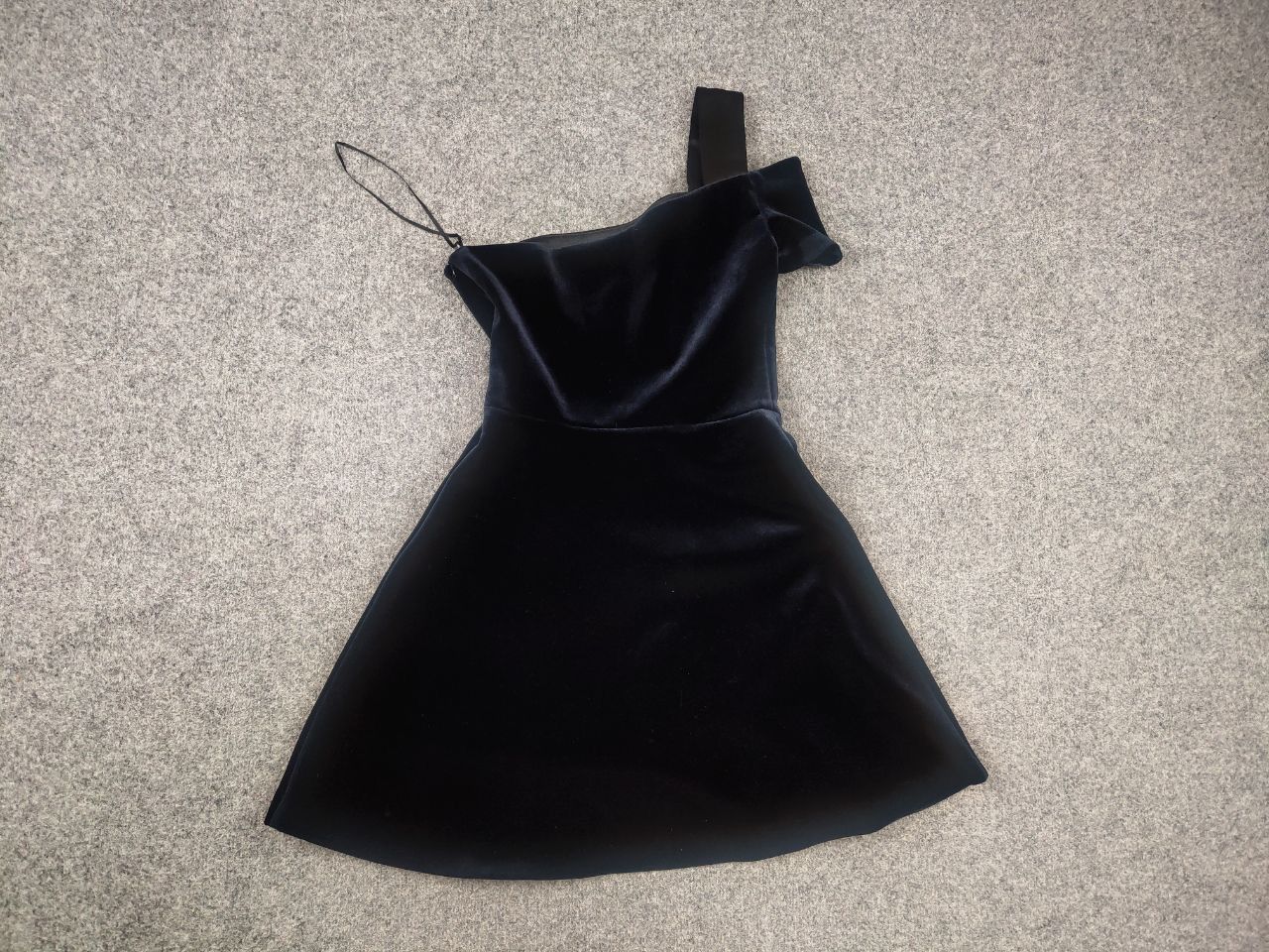 Sandro Sandro Velvet Mini Dress Dark Navy almost black One-Shoulder Size S / US 4 / IT 40 - 12 Thumbnail