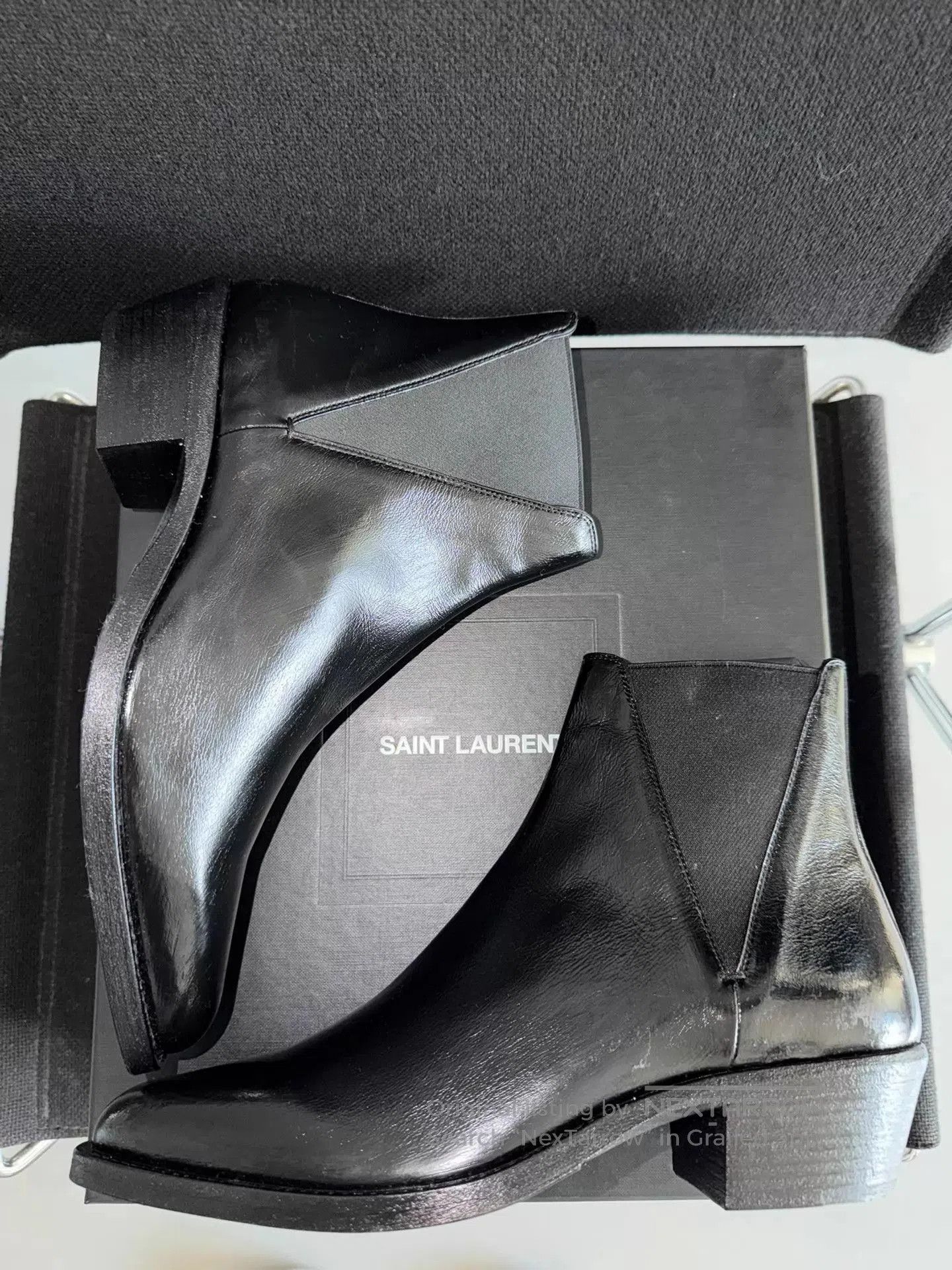 Saint Laurent Paris 19SS Black Ayers Snakeskin 60mm Finn Boots 42